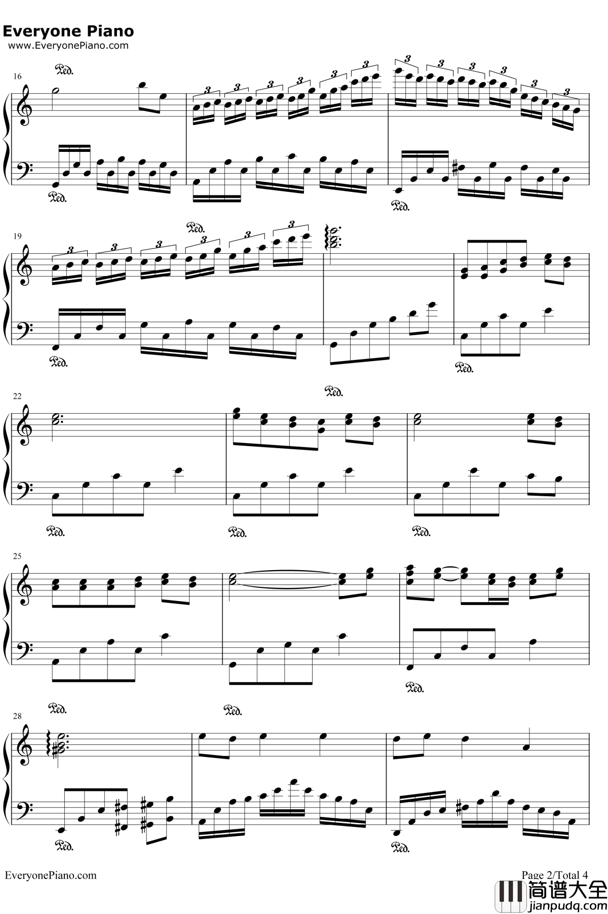 渡情钢琴谱_左宏元张慧清_新白娘子传奇片尾曲