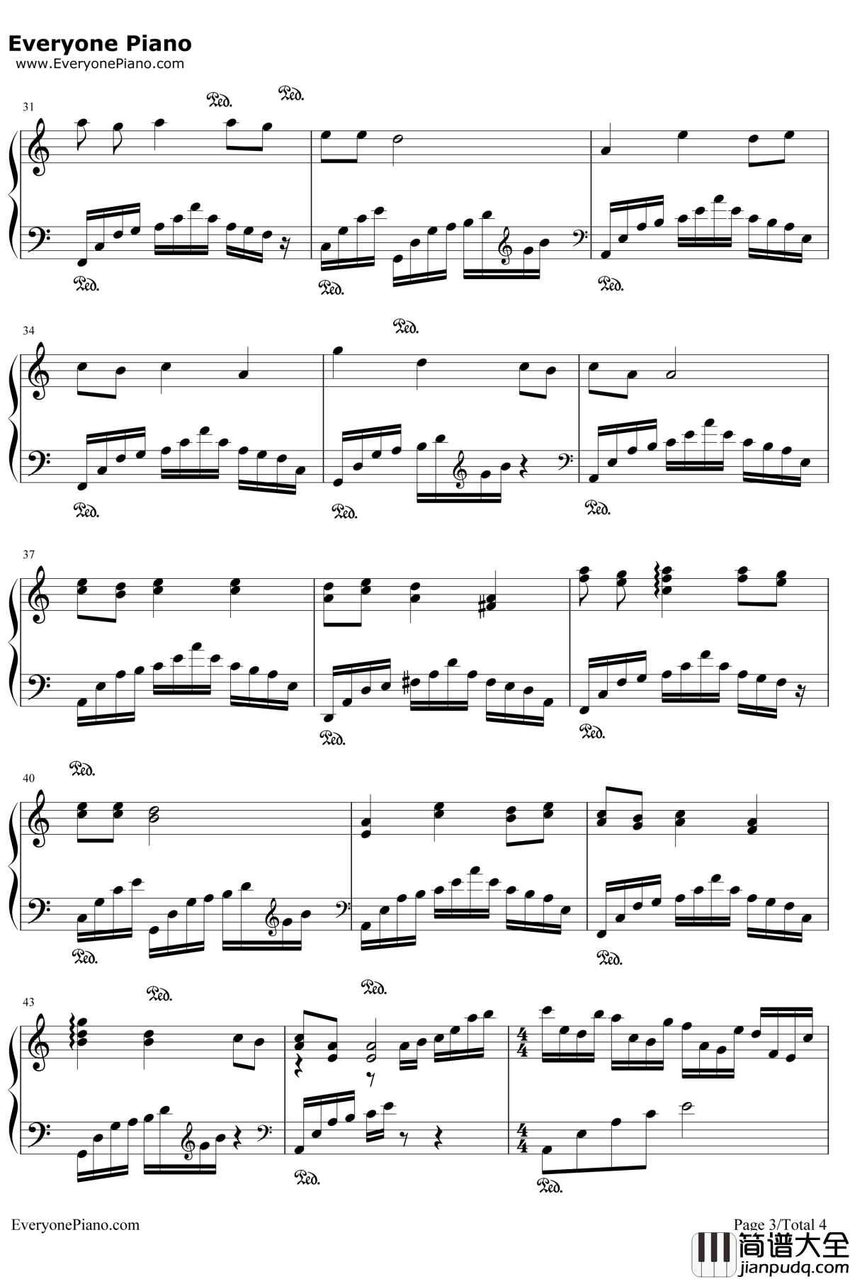 渡情钢琴谱_左宏元张慧清_新白娘子传奇片尾曲