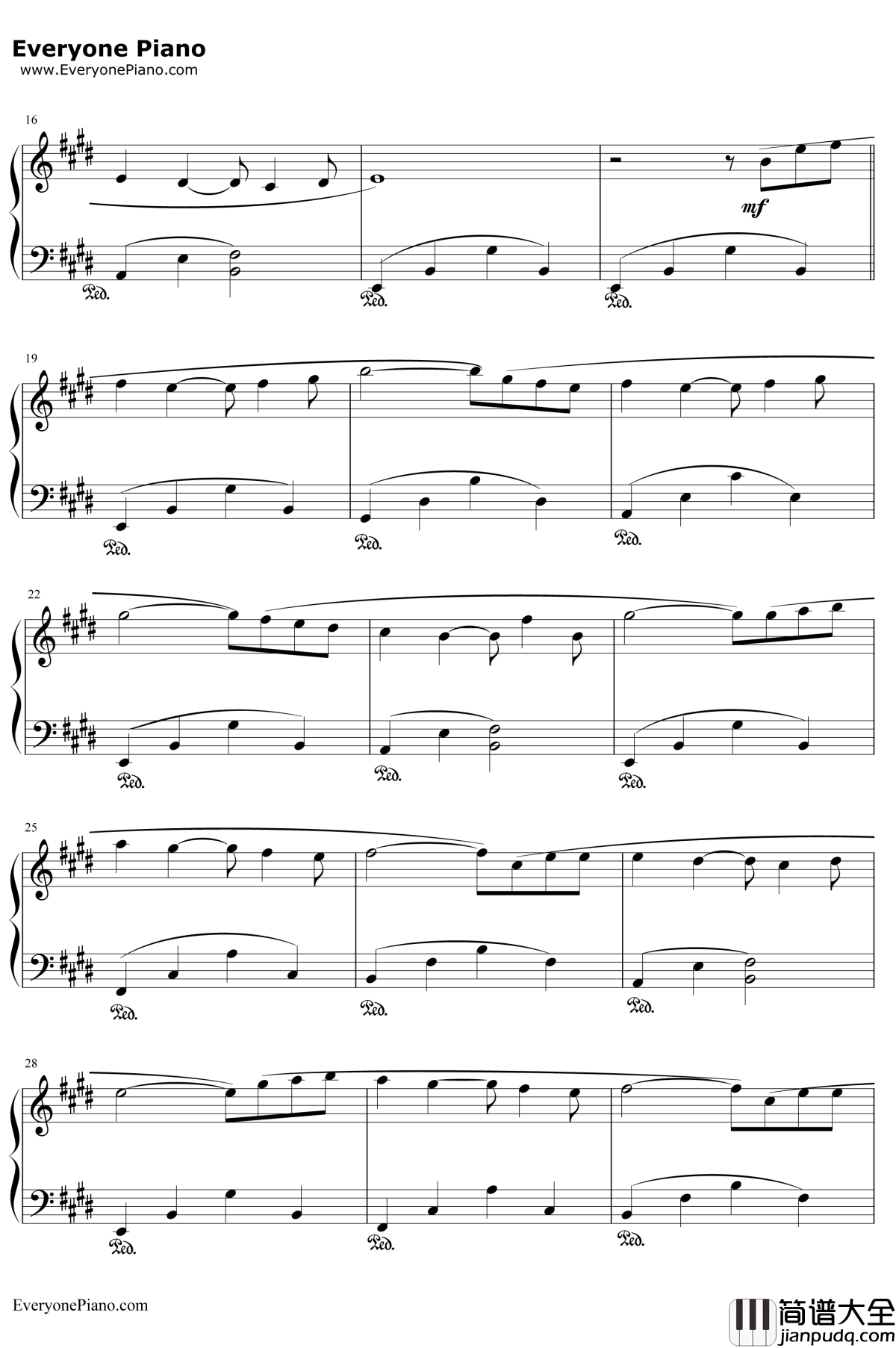 痛苦的心钢琴谱_克莱德曼_午后的旅行