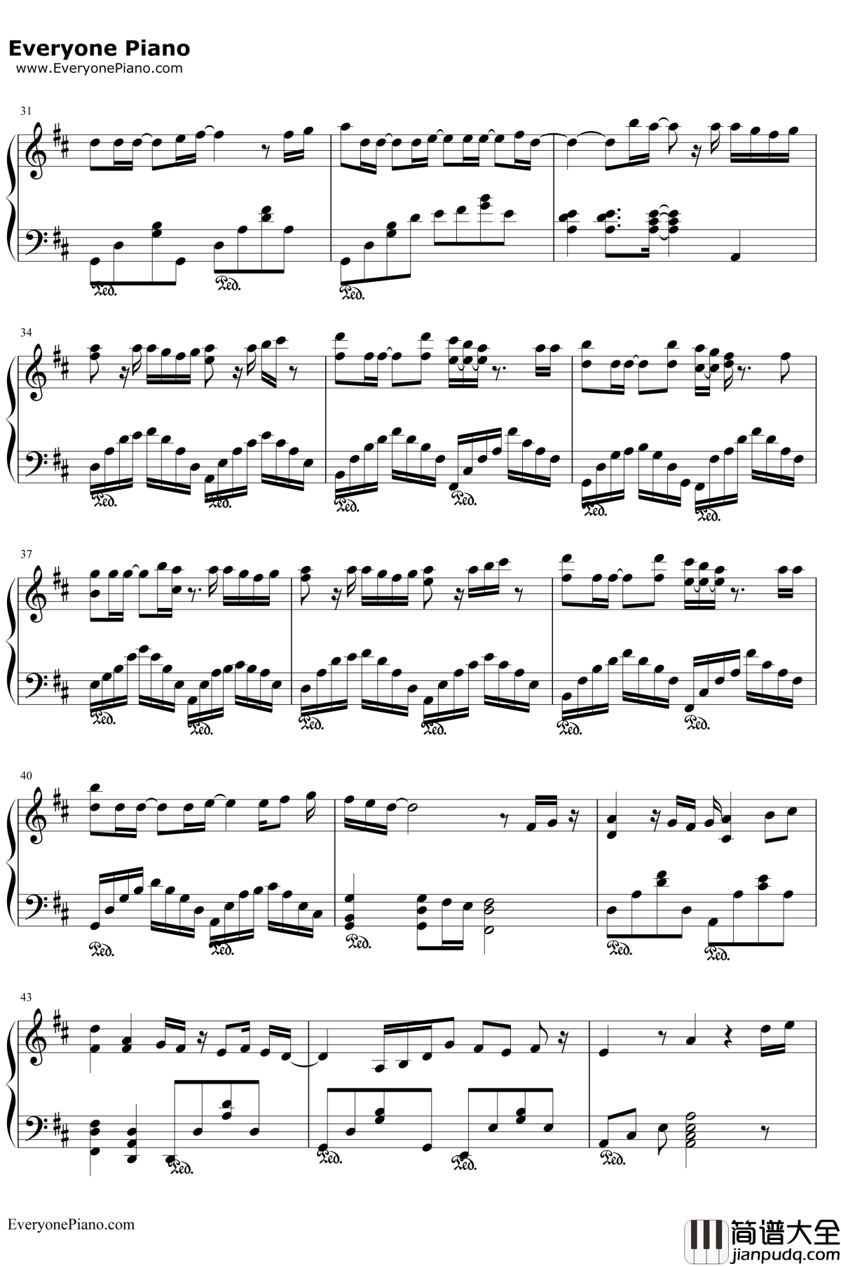 明日への扉钢琴谱_IWISH