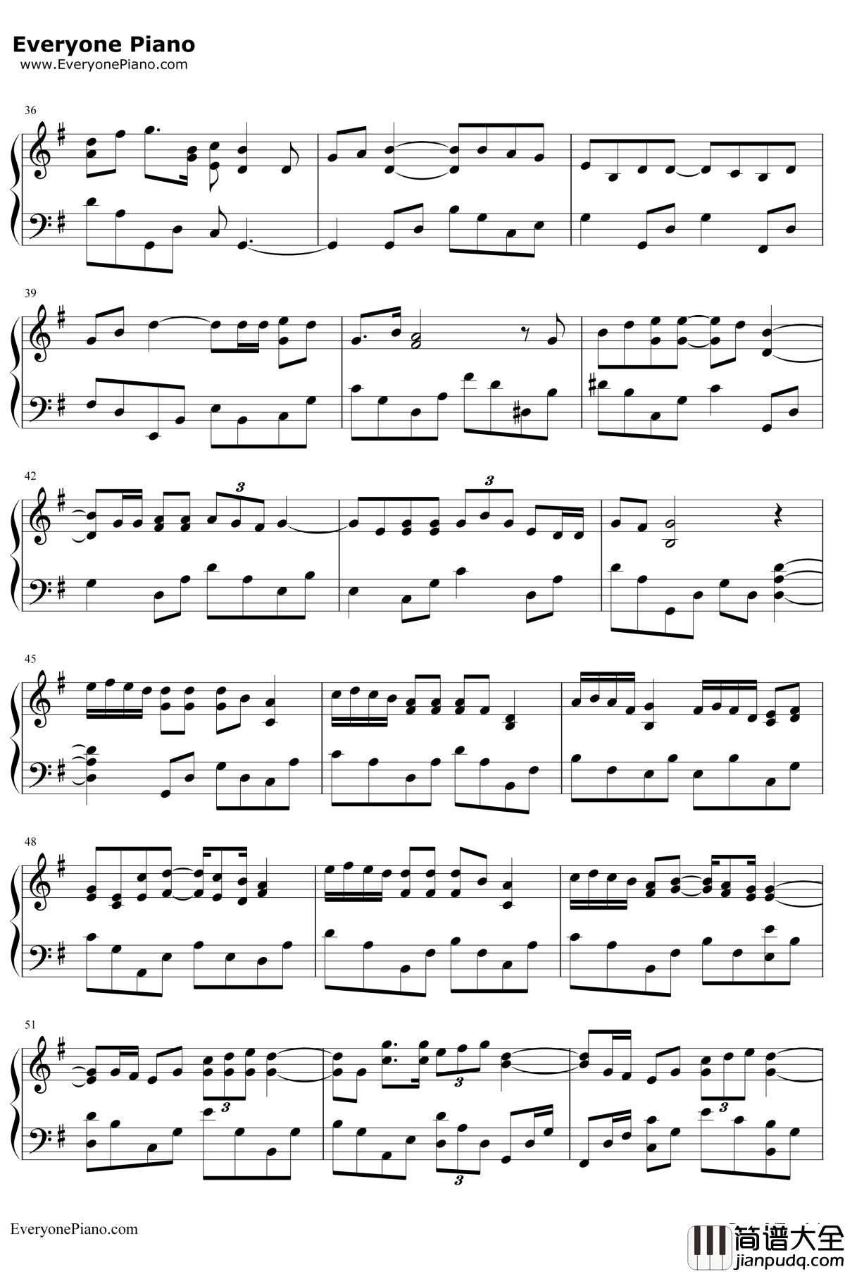 人来人往钢琴谱__陈奕迅