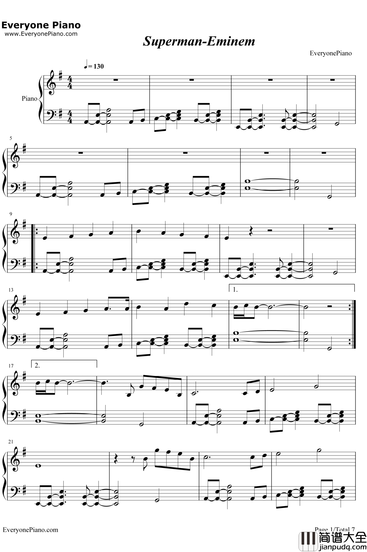 Superman钢琴谱_Eminem