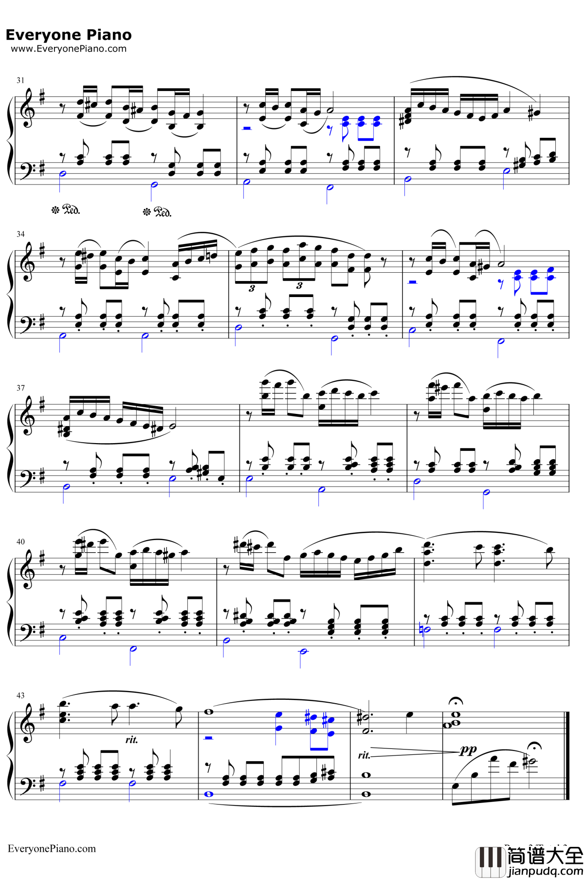 海の見える街钢琴谱_久石让_魔女宅急便插曲