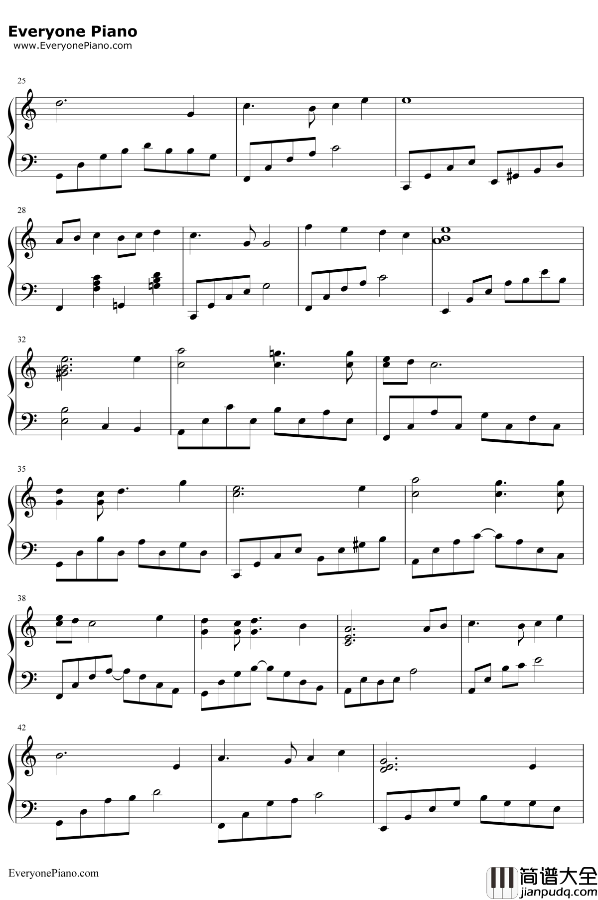 伴随着你钢琴谱_久石让_天空之城_少儿版