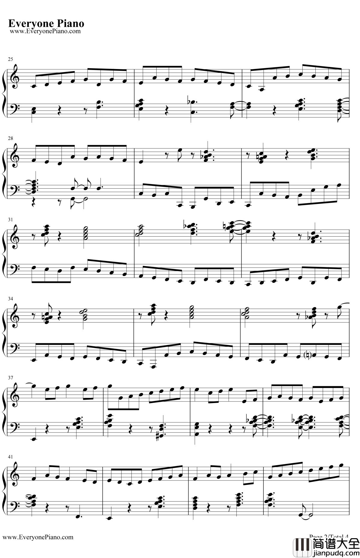 卡农钢琴谱_帕海贝尔_爵士版