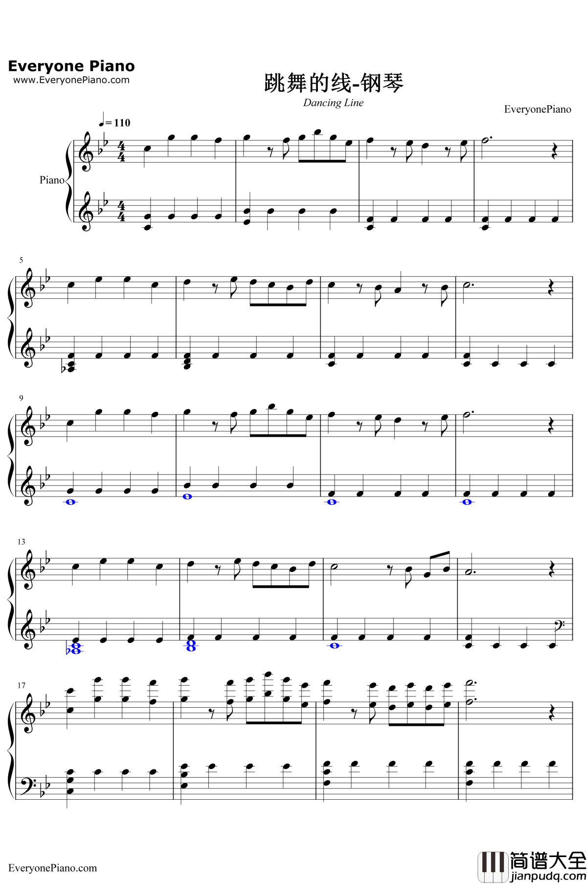 跳舞的线钢琴谱_DL