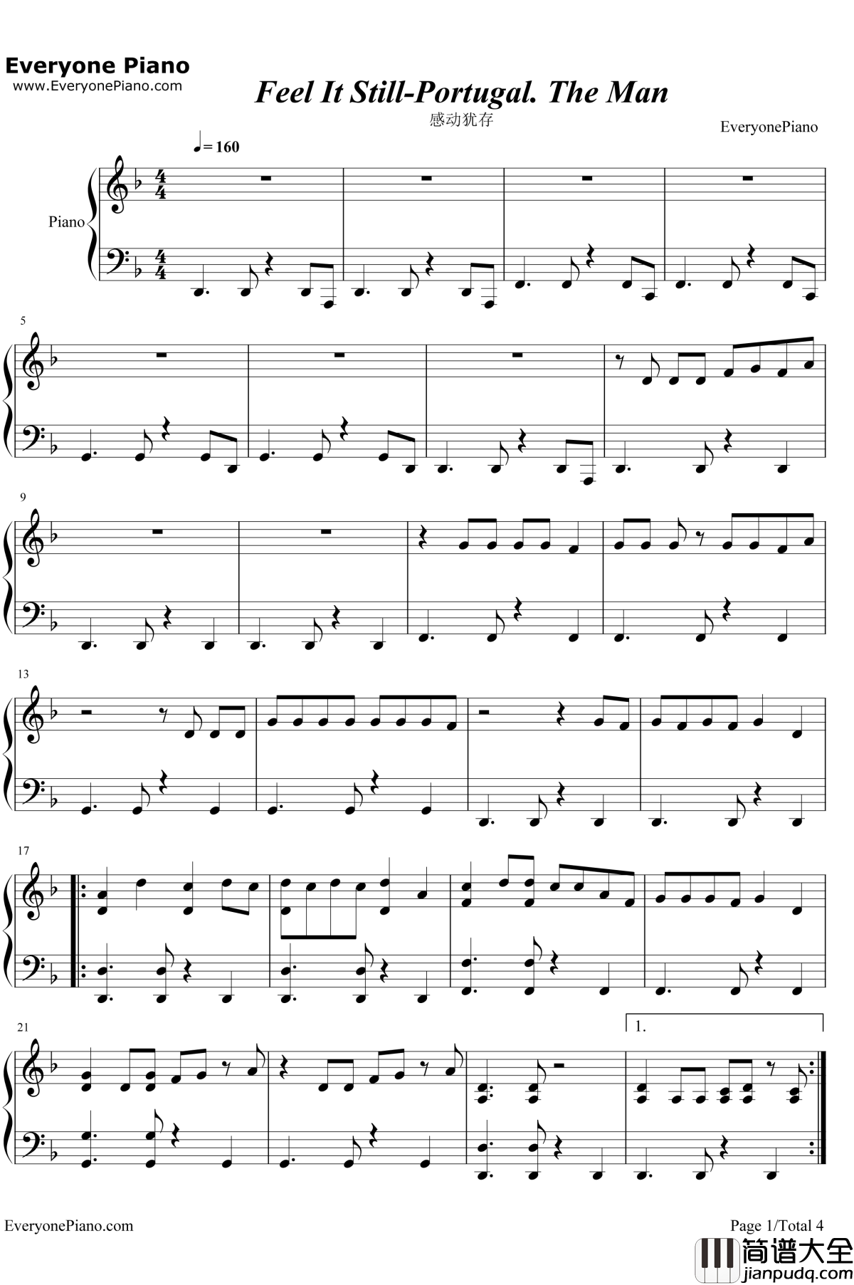Feel_It_Still钢琴谱_Portugal.TheMan