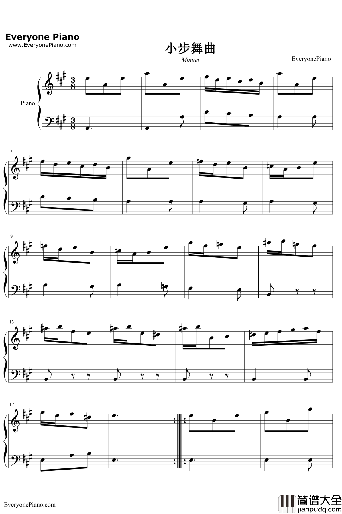 小步舞曲钢琴谱_DomenicoScarlatti_小步舞曲