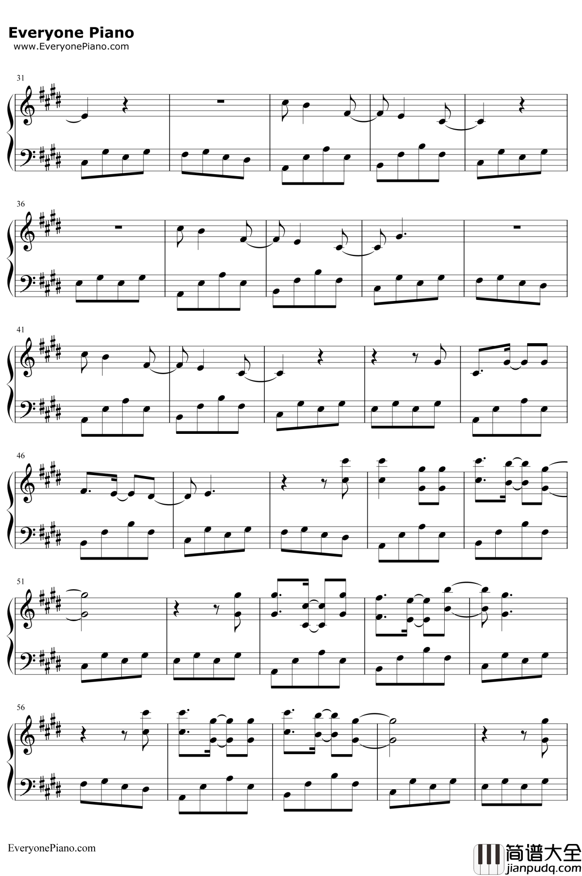 背过手钢琴谱_薛之谦