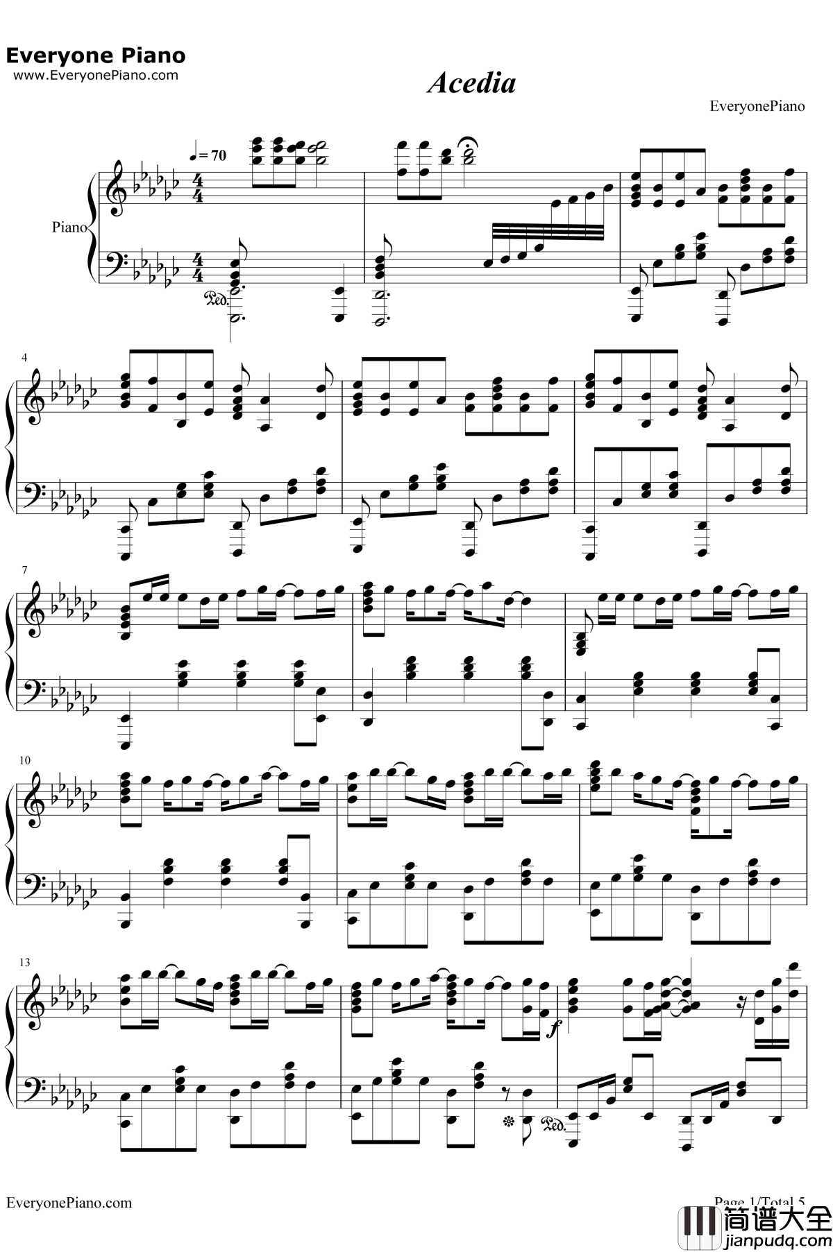 Acedia钢琴谱_初音未来