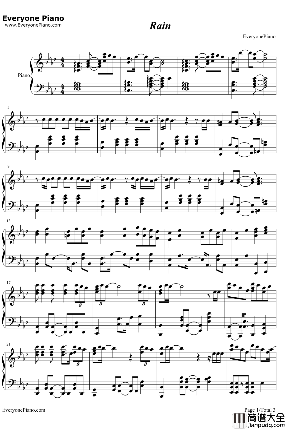 Rain钢琴谱__金泰妍