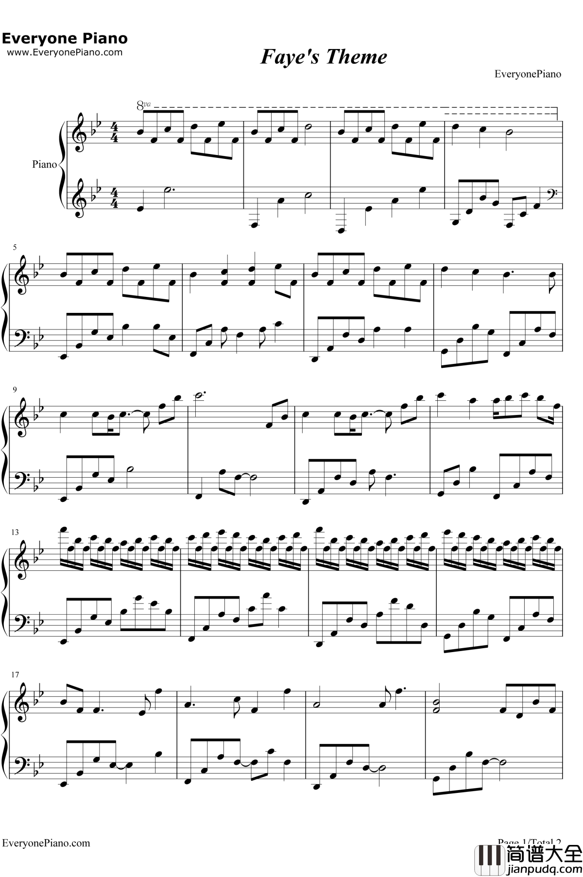 Faye's_Theme钢琴谱_Kan_R._Gao