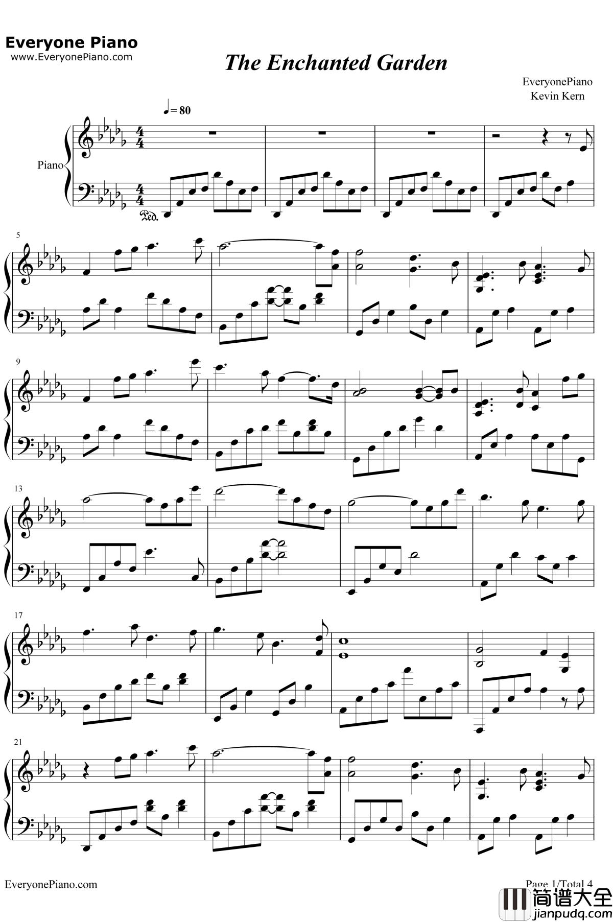The_Enchanted_Garden钢琴谱_Kevin_Kern