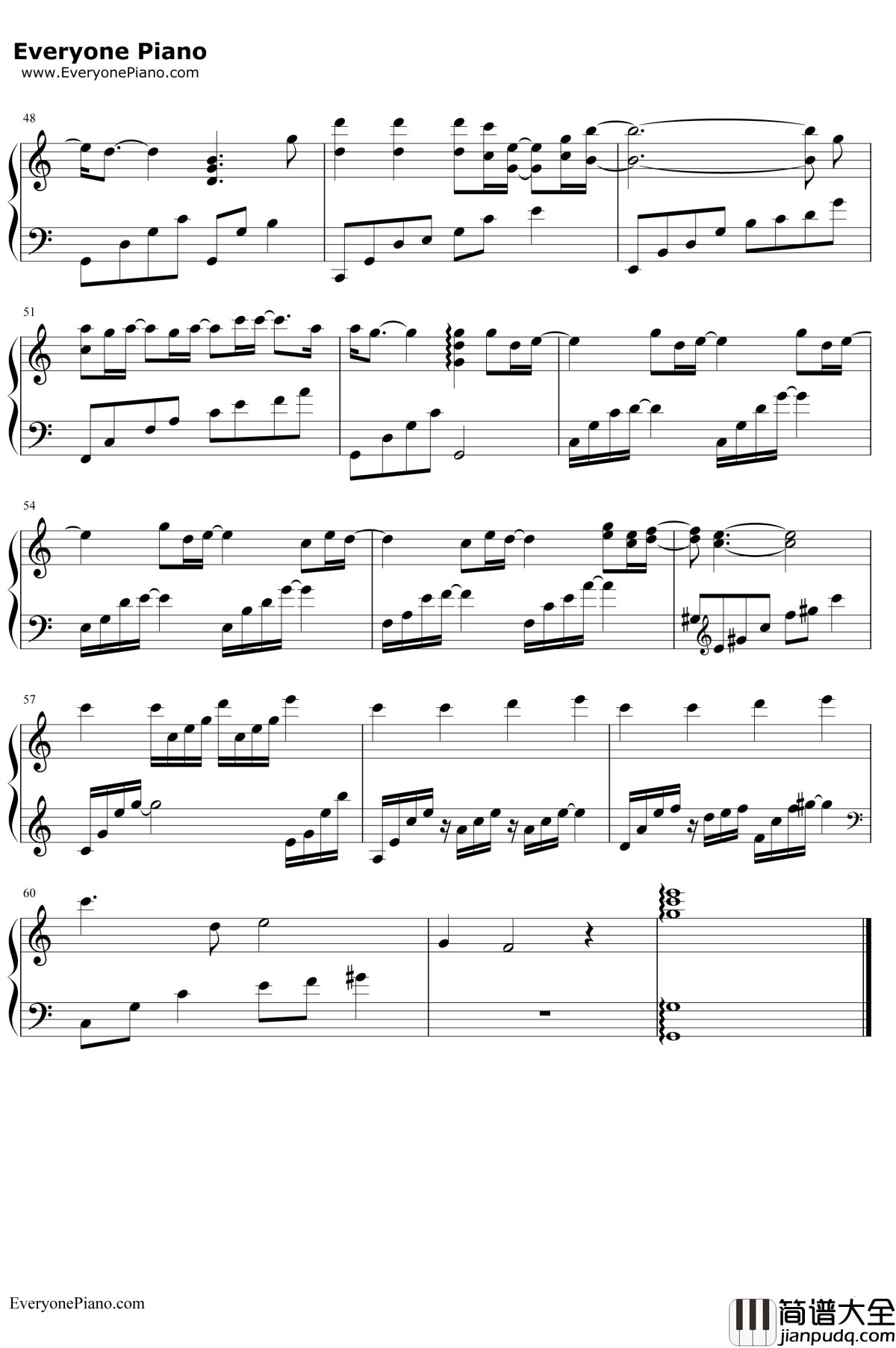 岁月钢琴谱_王菲/那英_如影随心主题曲