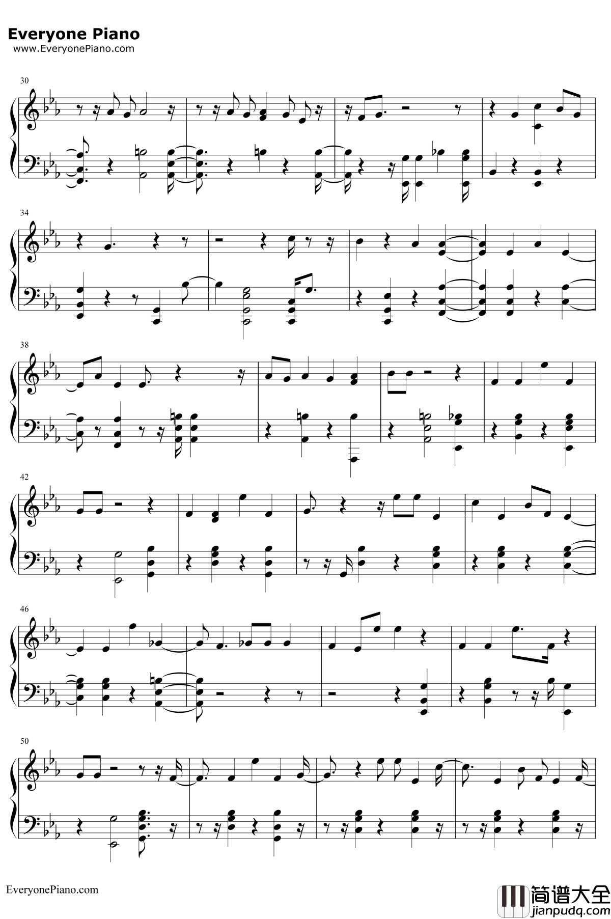 Universe钢琴谱_EXO