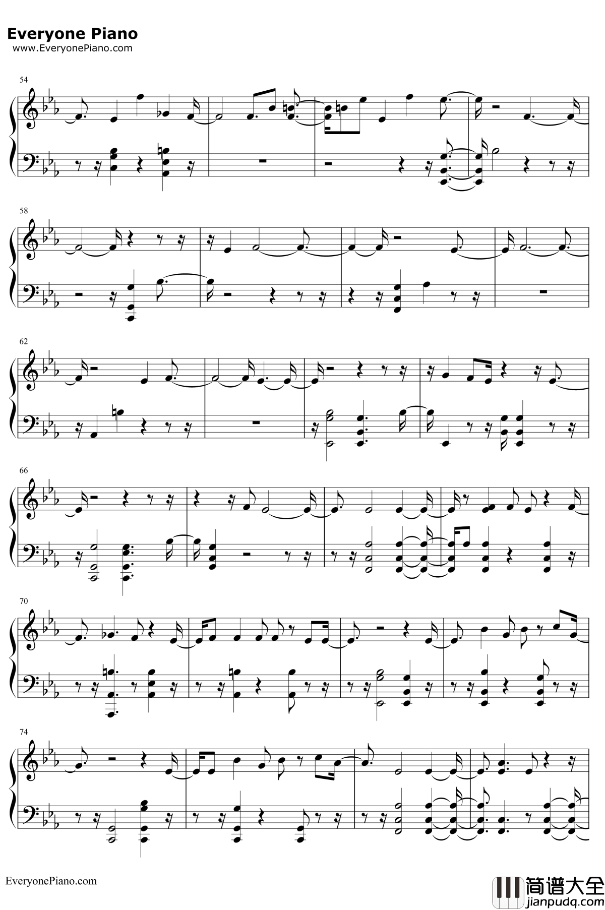 Universe钢琴谱_EXO