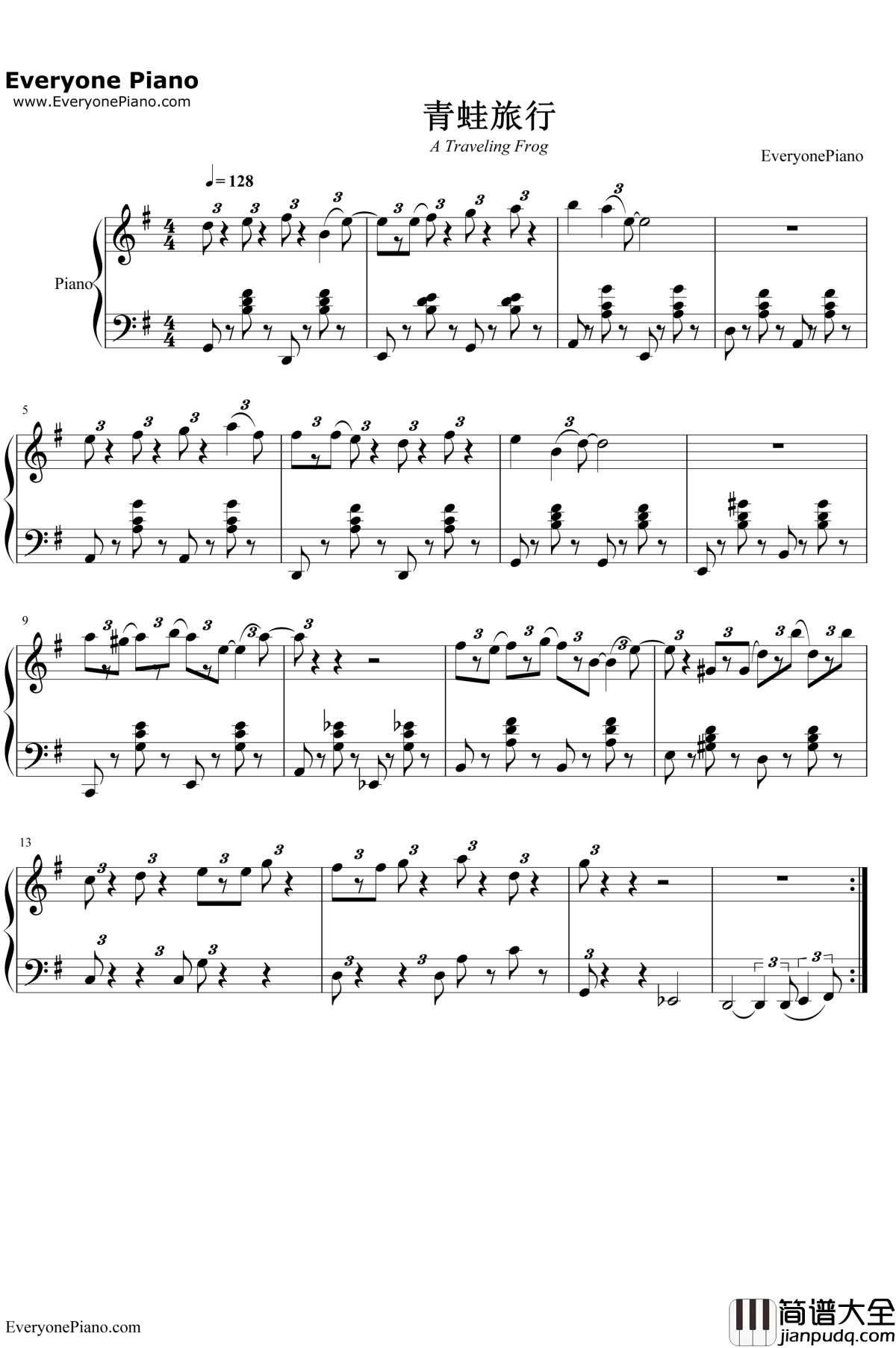 青蛙旅行钢琴谱_HIT_POINT