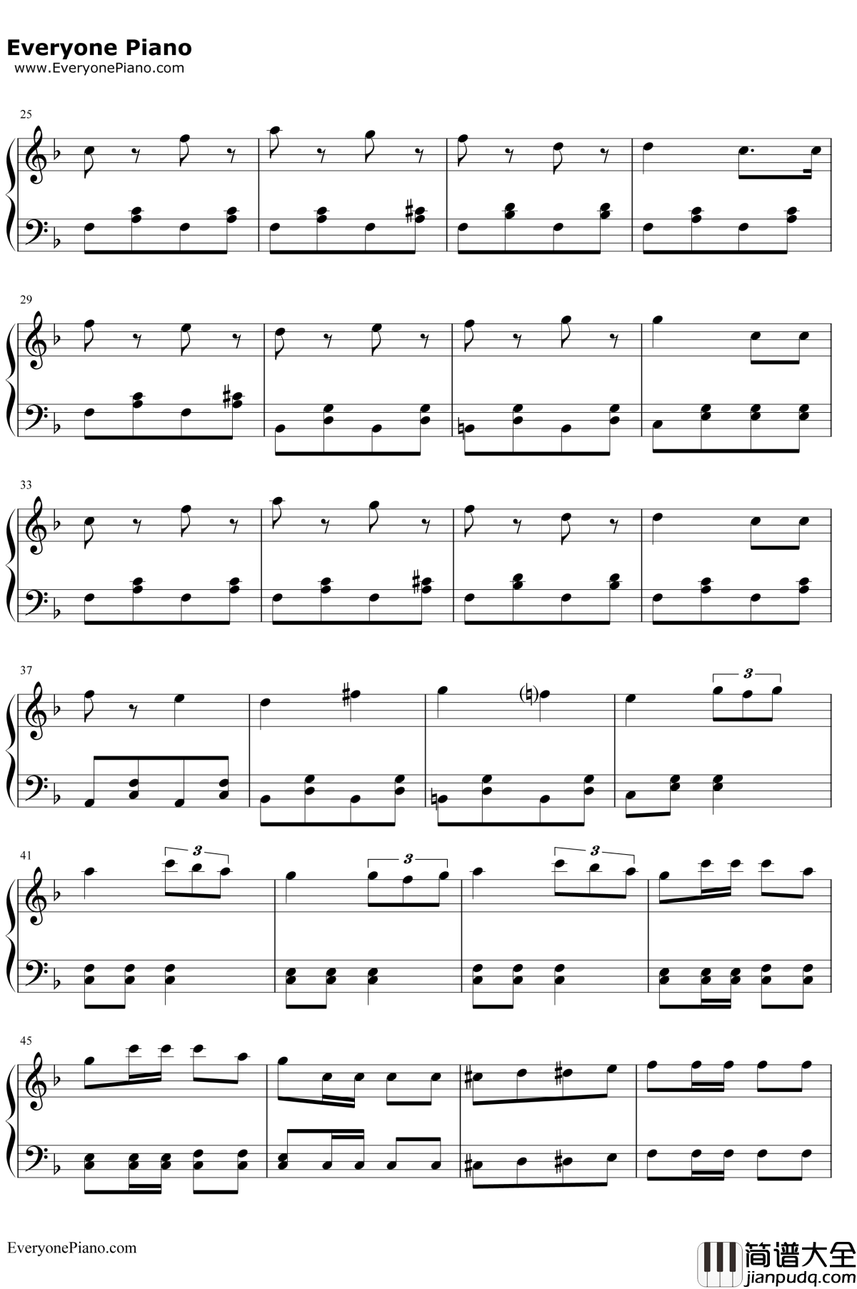 C大调四对舞钢琴谱_布鲁克纳