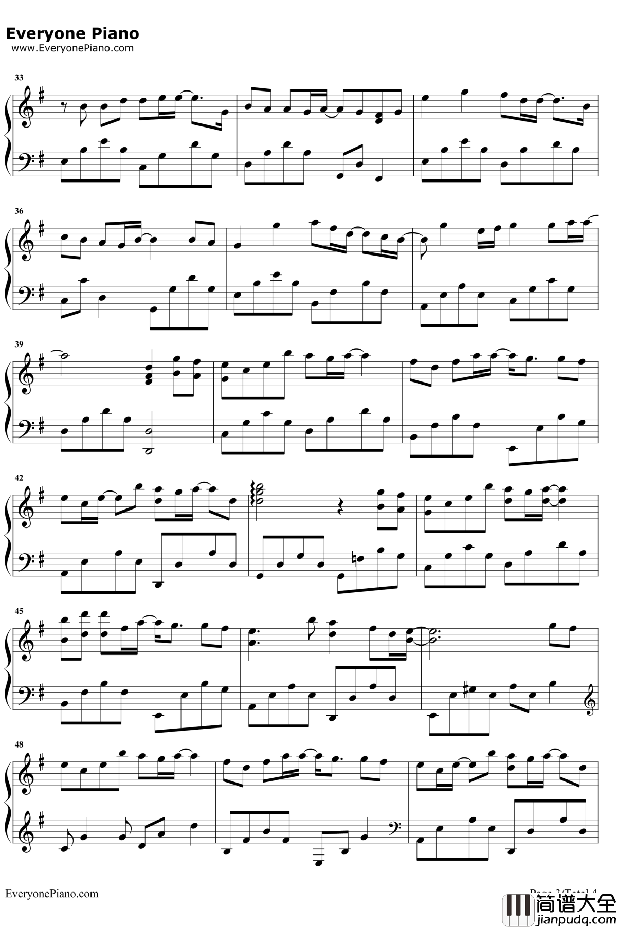 多想留在你身边钢琴谱_刘增瞳