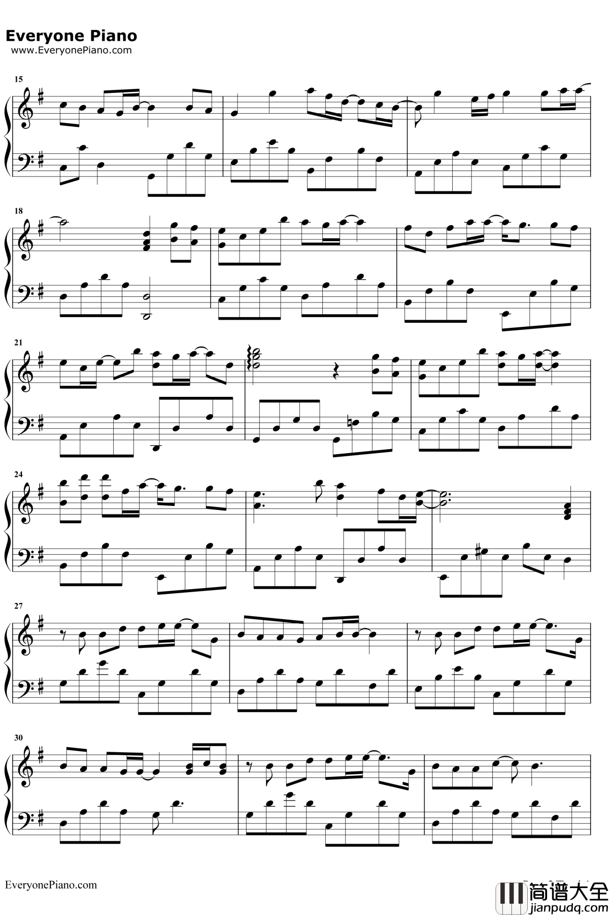 多想留在你身边钢琴谱_刘增瞳