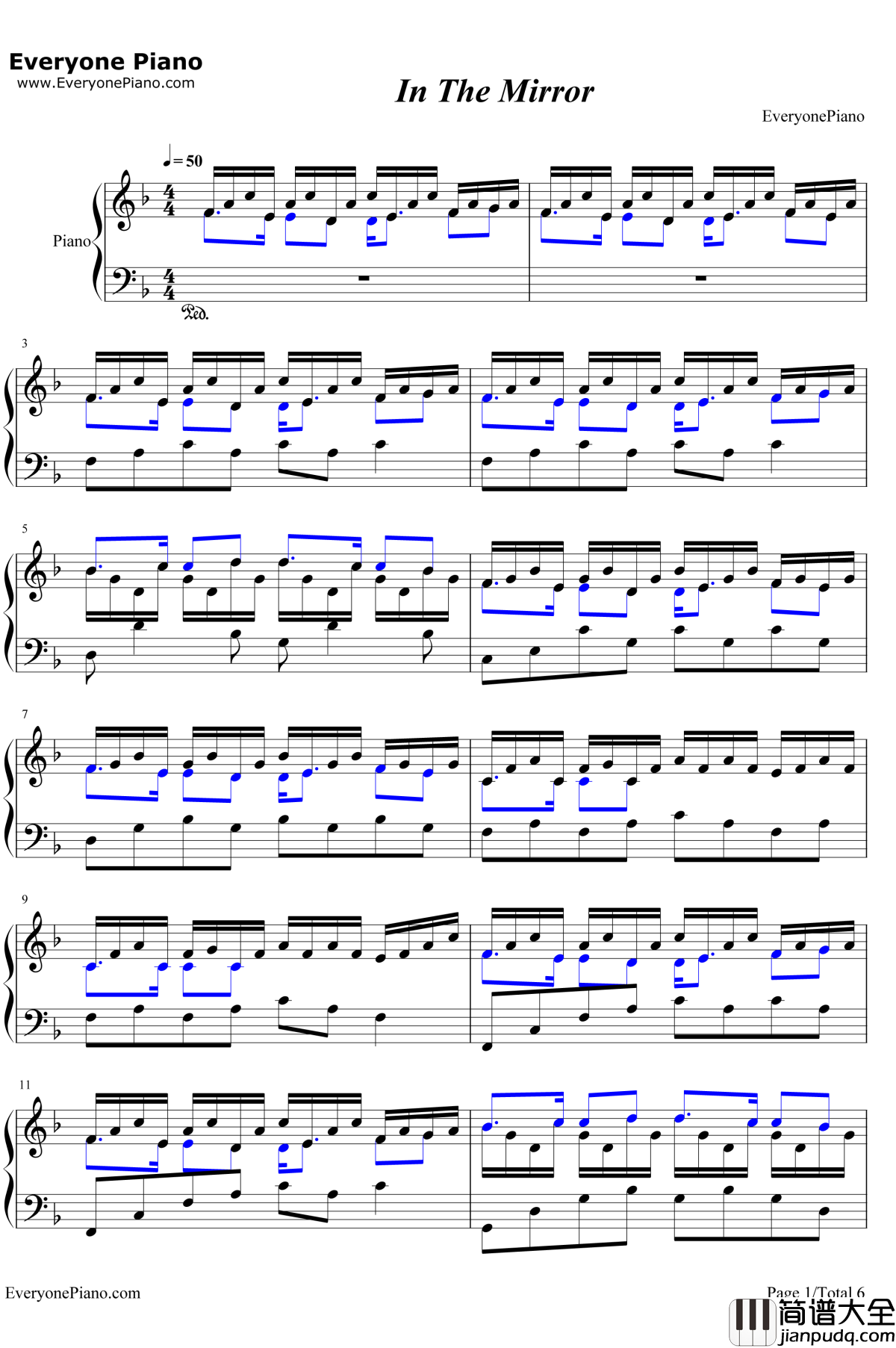 In_the_Mirror钢琴谱_雅尼