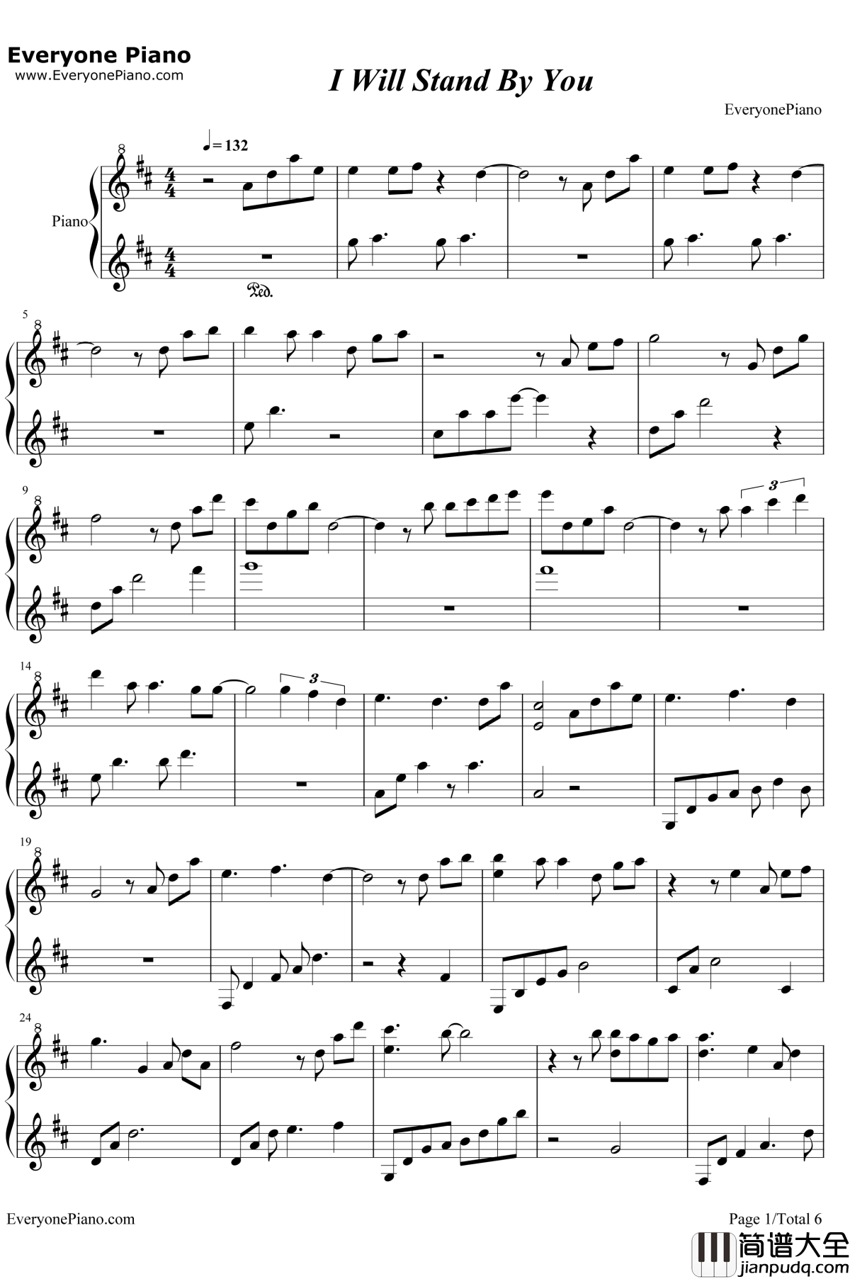 I_Will_Stand_By_You_钢琴谱_Sunny_Choi