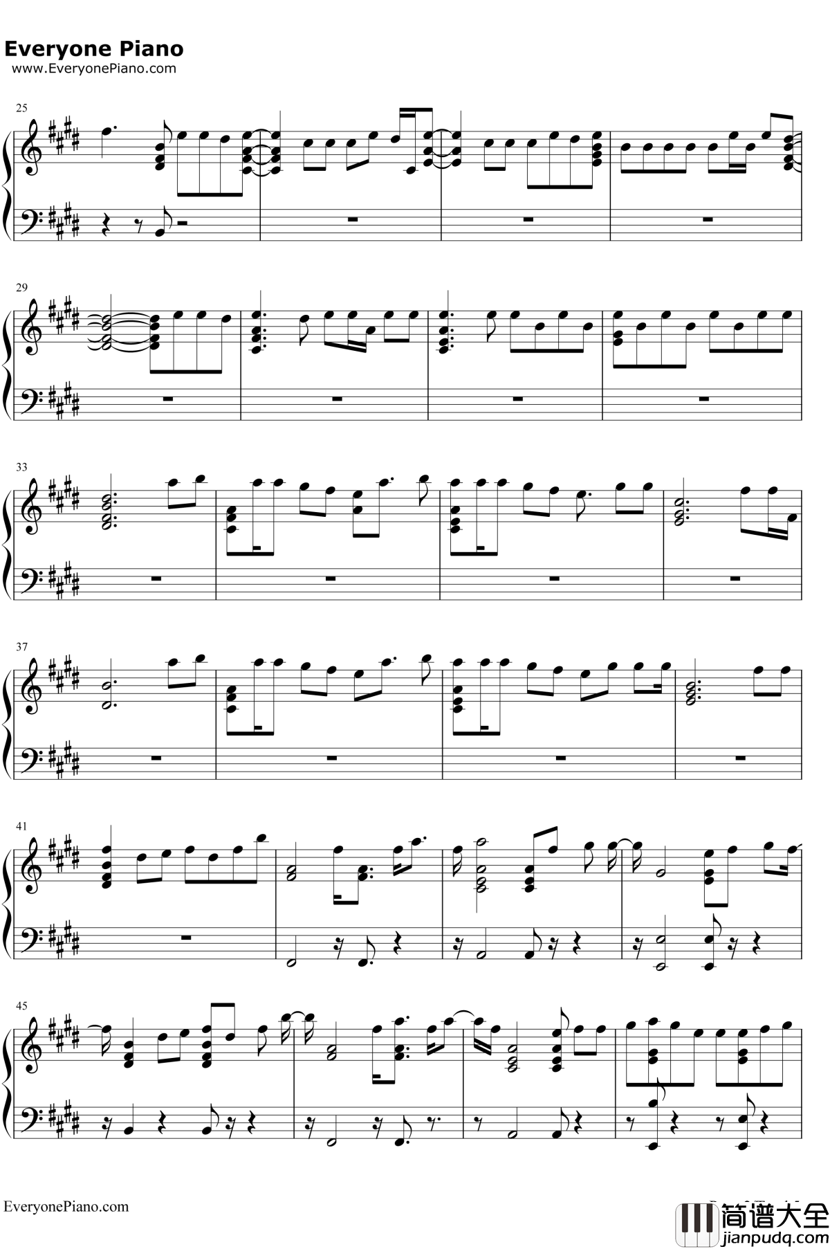 Amor_Amor_Amor钢琴谱_Jennifer_Lopez