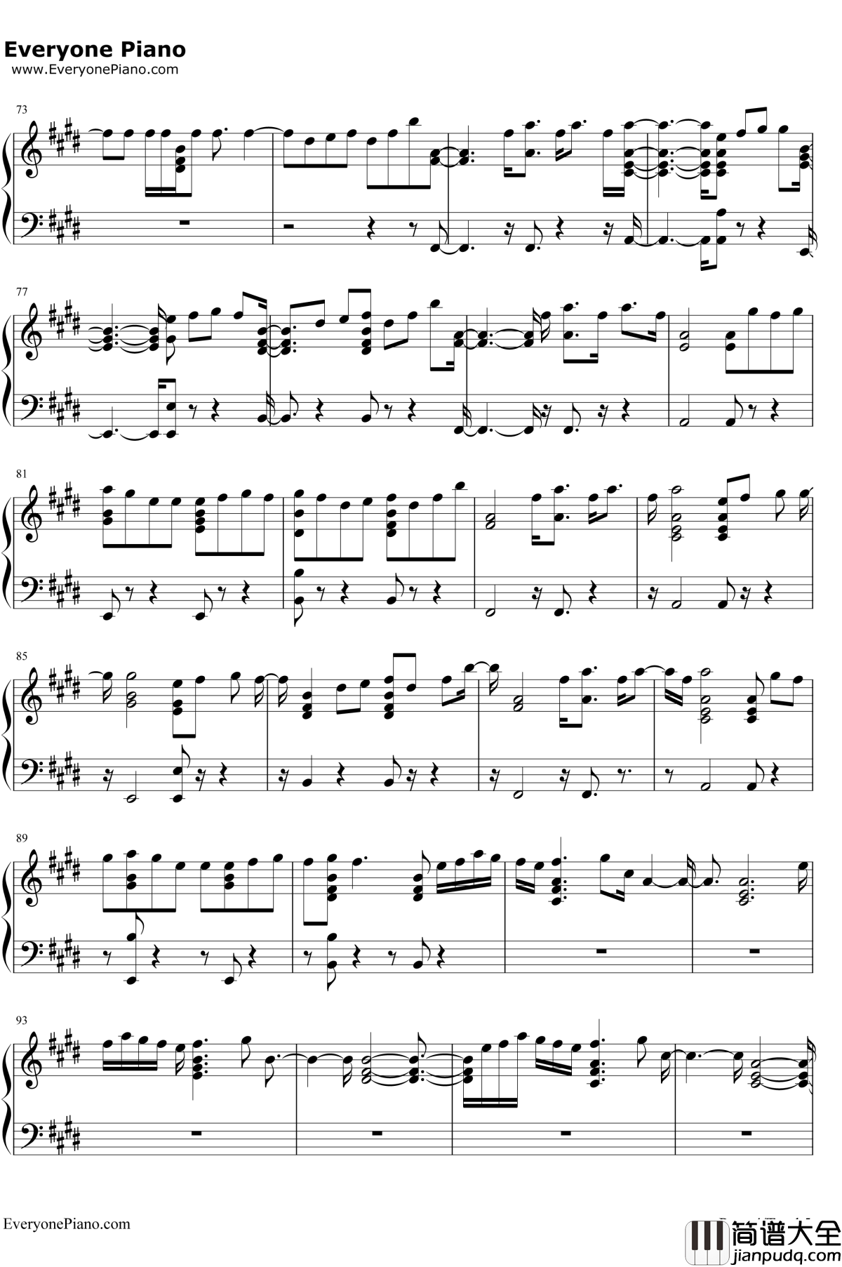 Amor_Amor_Amor钢琴谱_Jennifer_Lopez