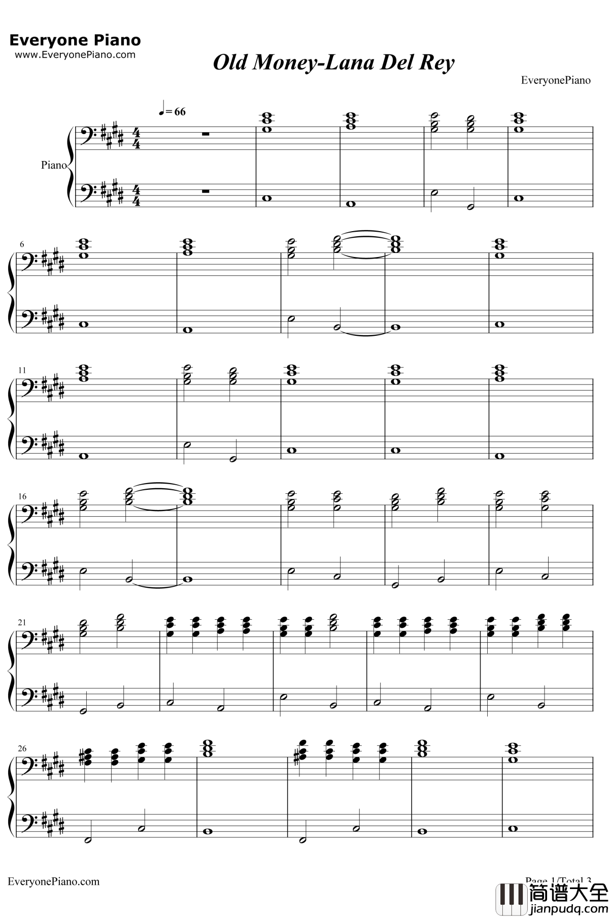 Old_Money_钢琴谱_Lana_Del_Rey