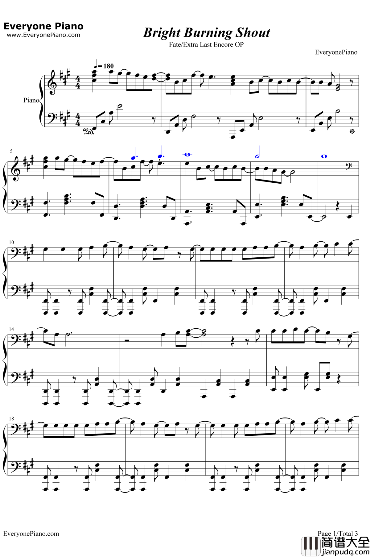 Bright_Burning_Shout钢琴谱_西川贵教