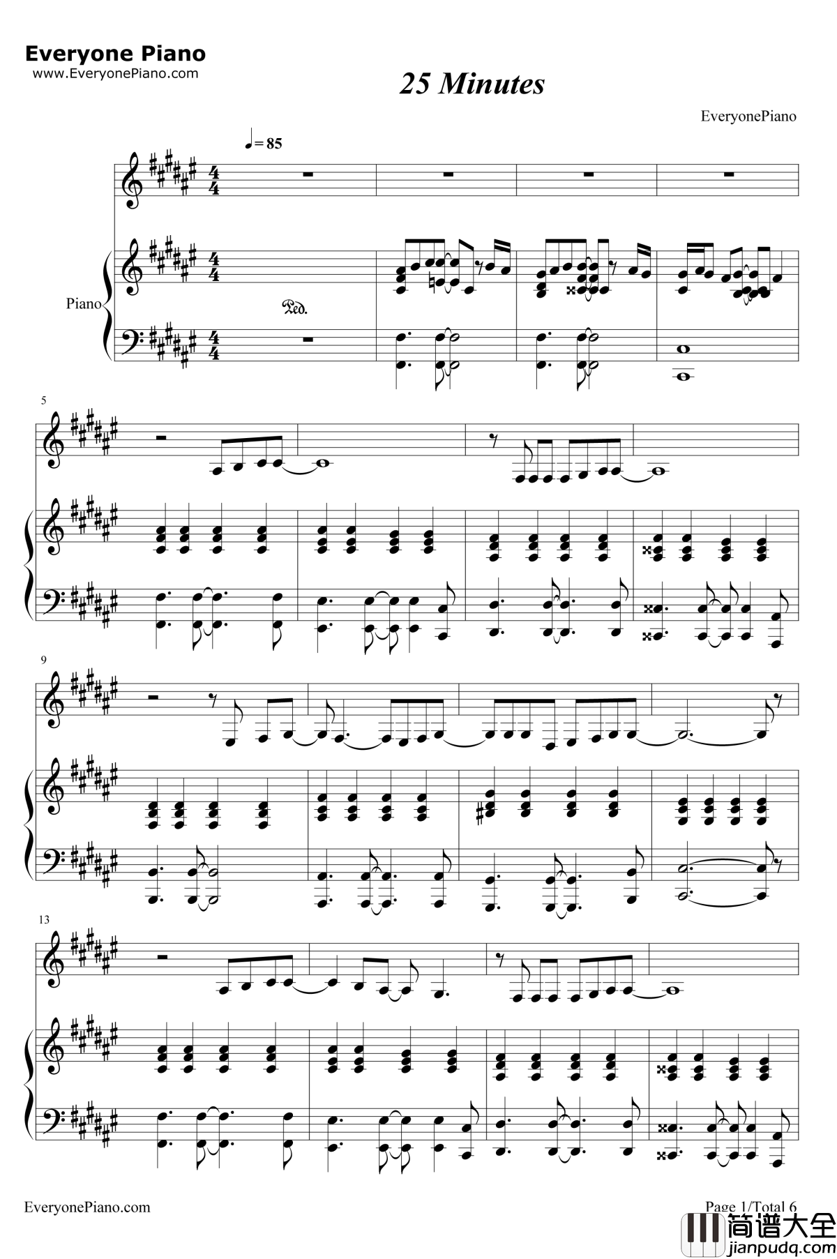 25_Minutes钢琴谱_Michael_Learns_To_Rock