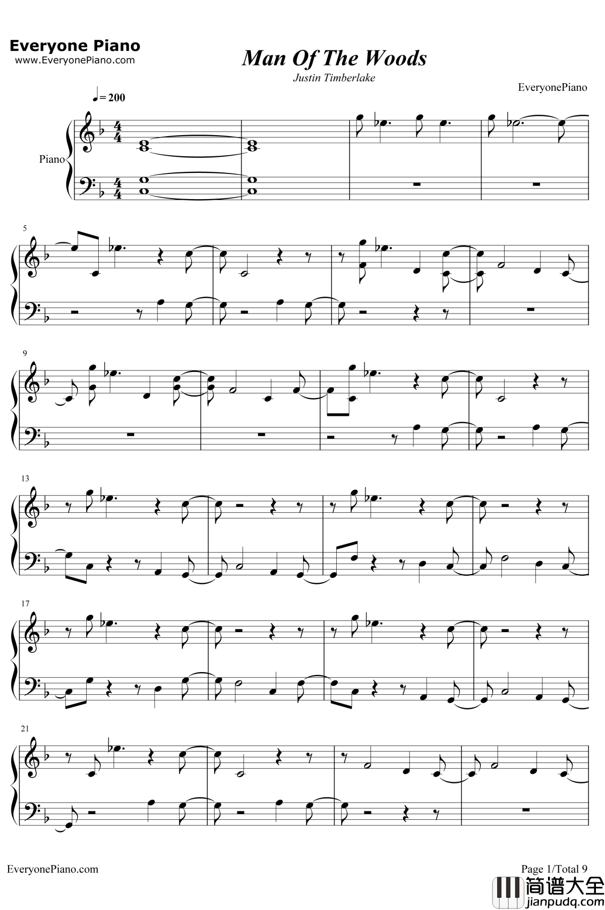 Man_Of_The_Woods钢琴谱_Justin_Timberlake