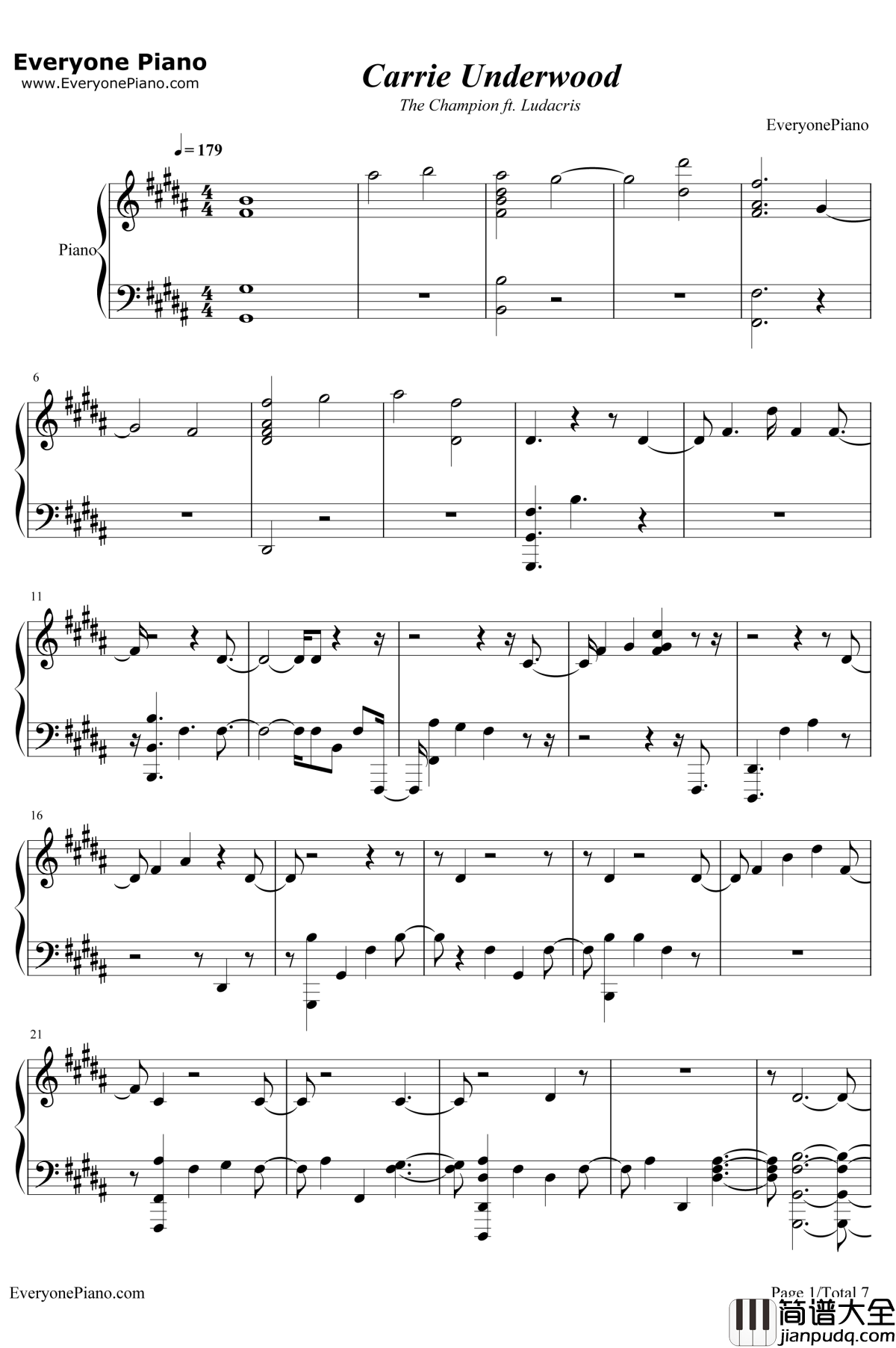 The_Champion钢琴谱_Carrie_Underwood_/_Ludacris