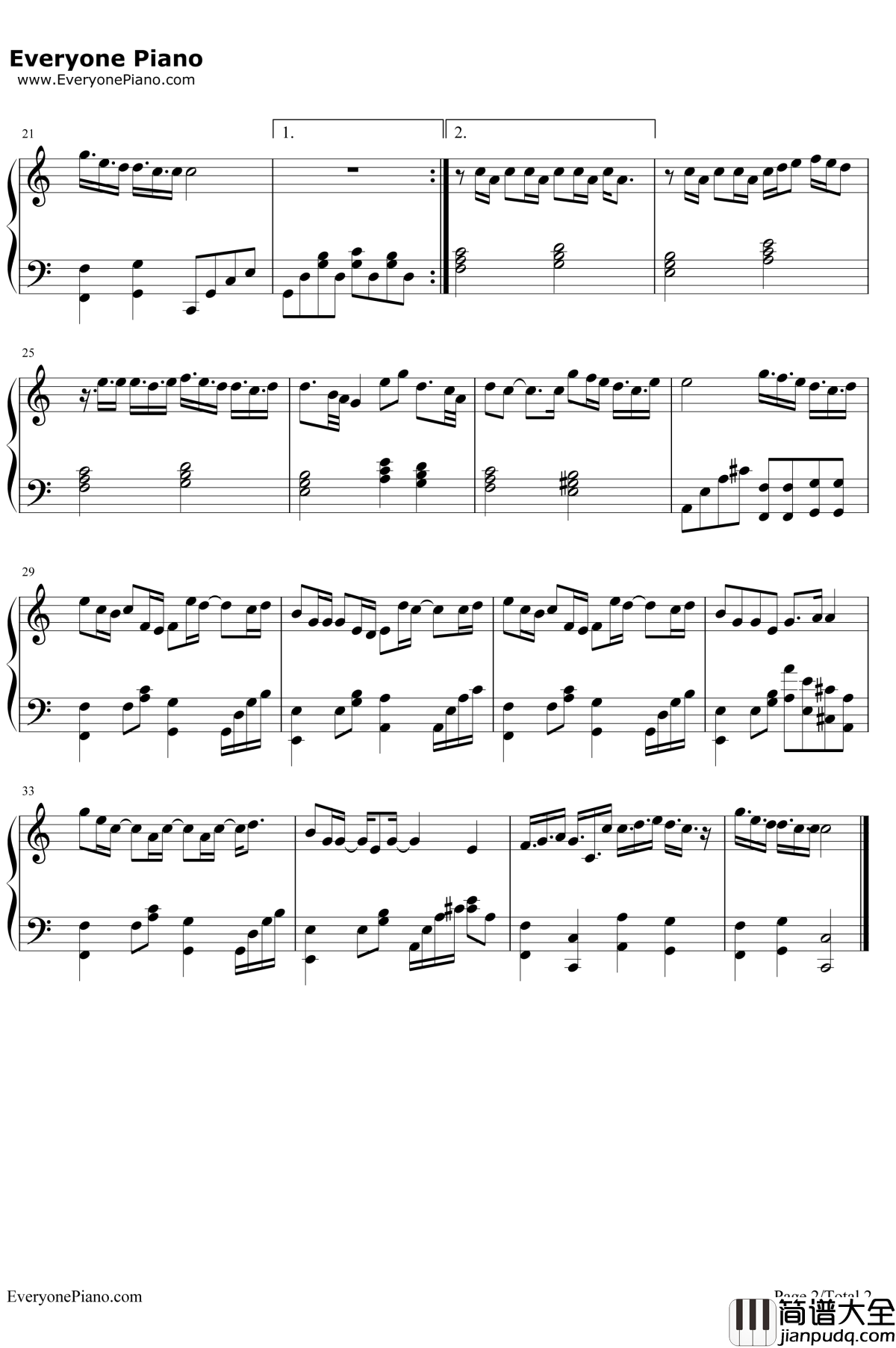 三人游钢琴谱_方大同_冬季恋歌中文版主题曲