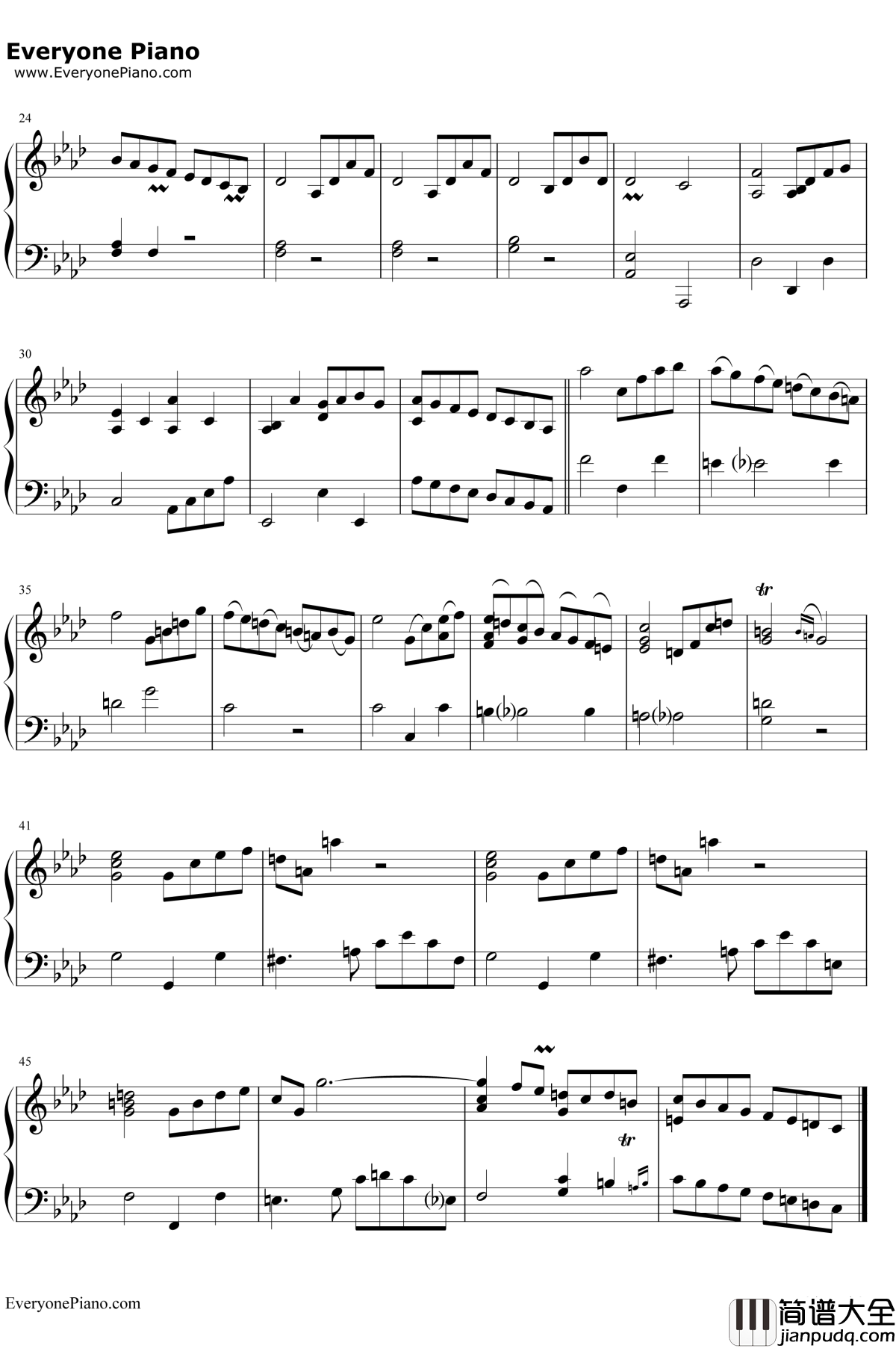 原始人歌调钢琴谱_拉莫