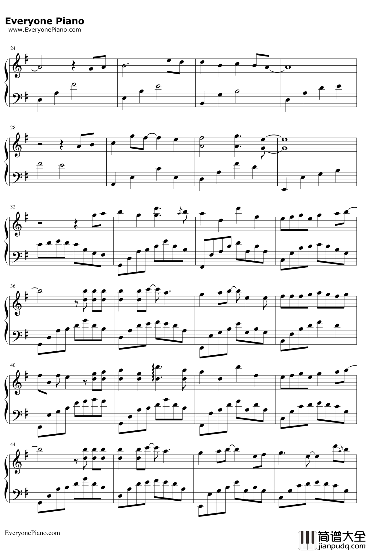 魔鬼中的天使钢琴谱_田馥甄