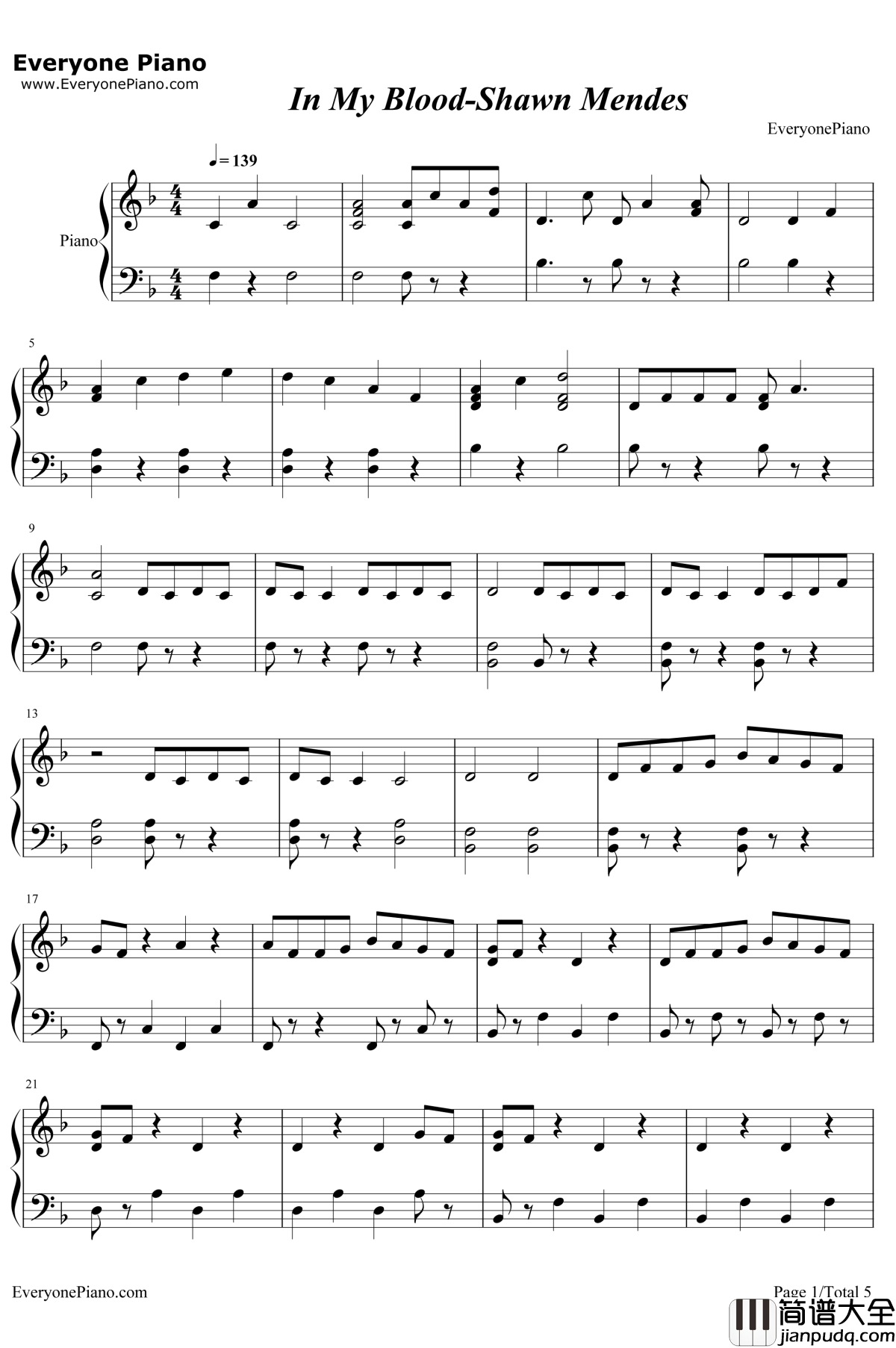 In_My_Blood钢琴谱_Shawn_Mendes