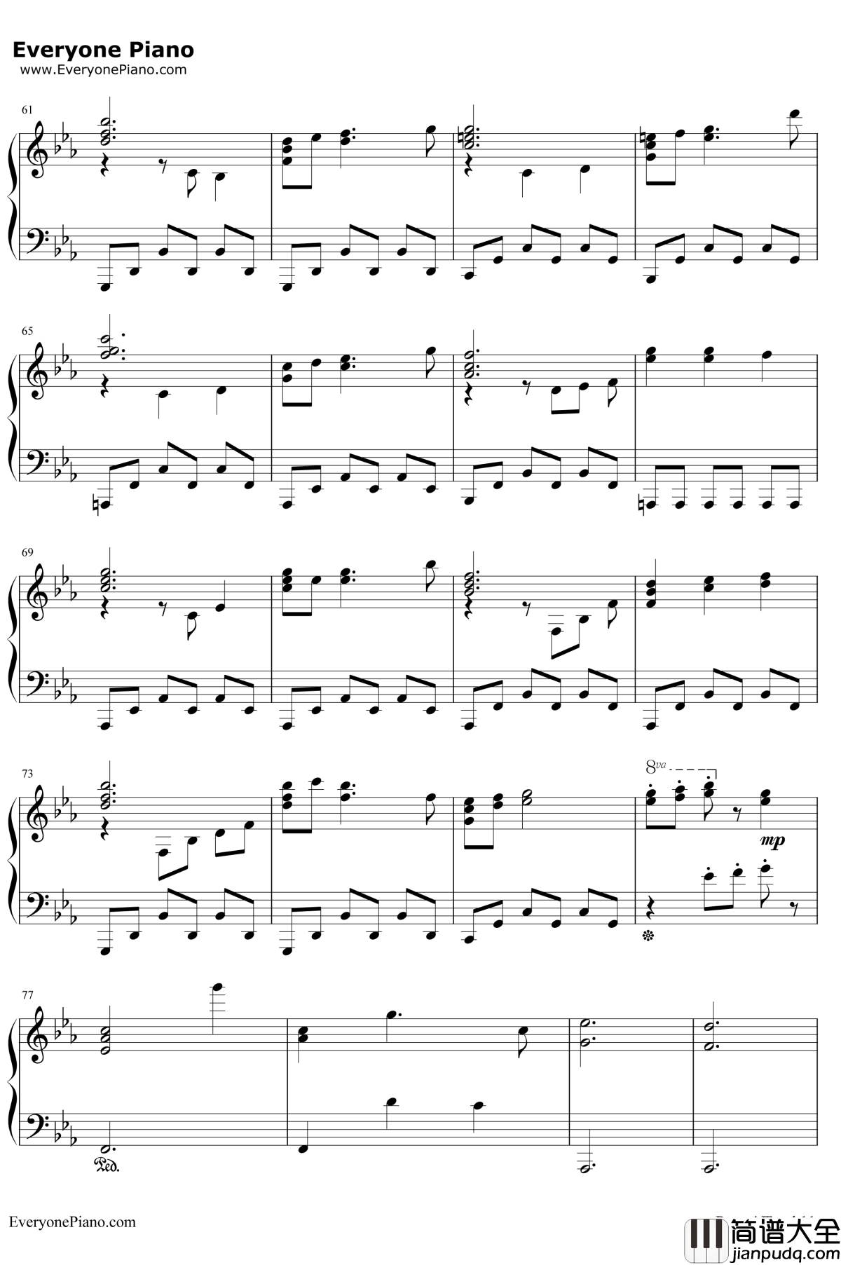 空と風と恋のワルツ钢琴谱_津田美波