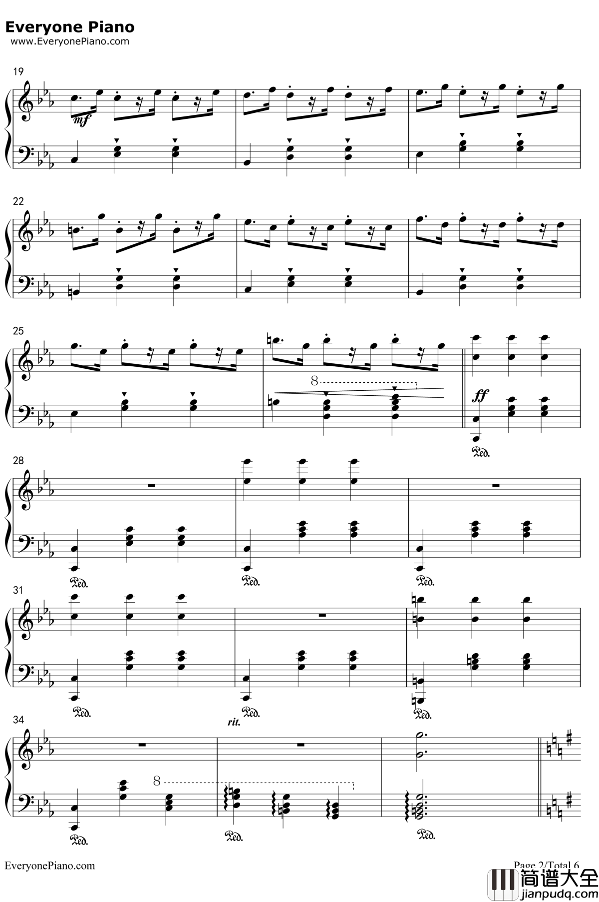 钟楼上的华尔兹钢琴谱