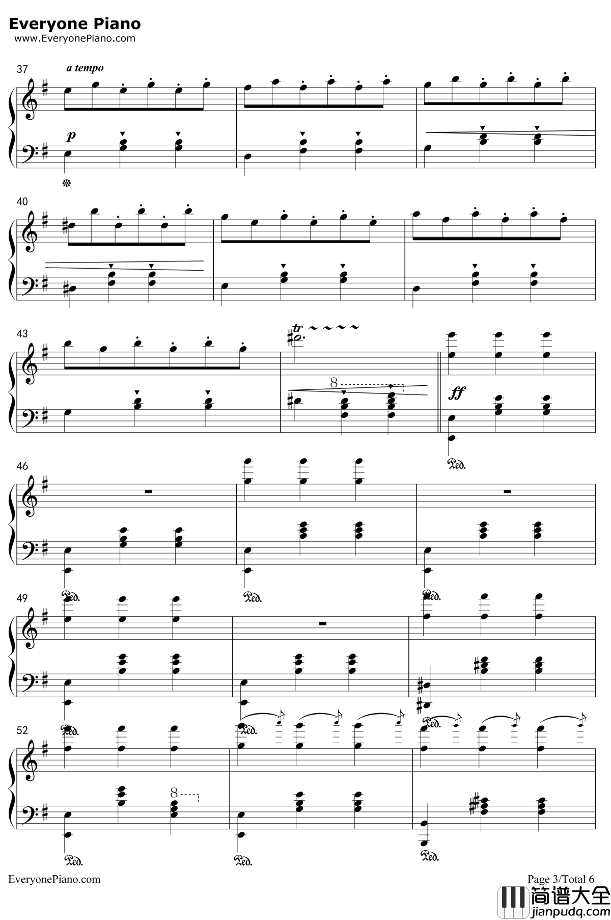 钟楼上的华尔兹钢琴谱