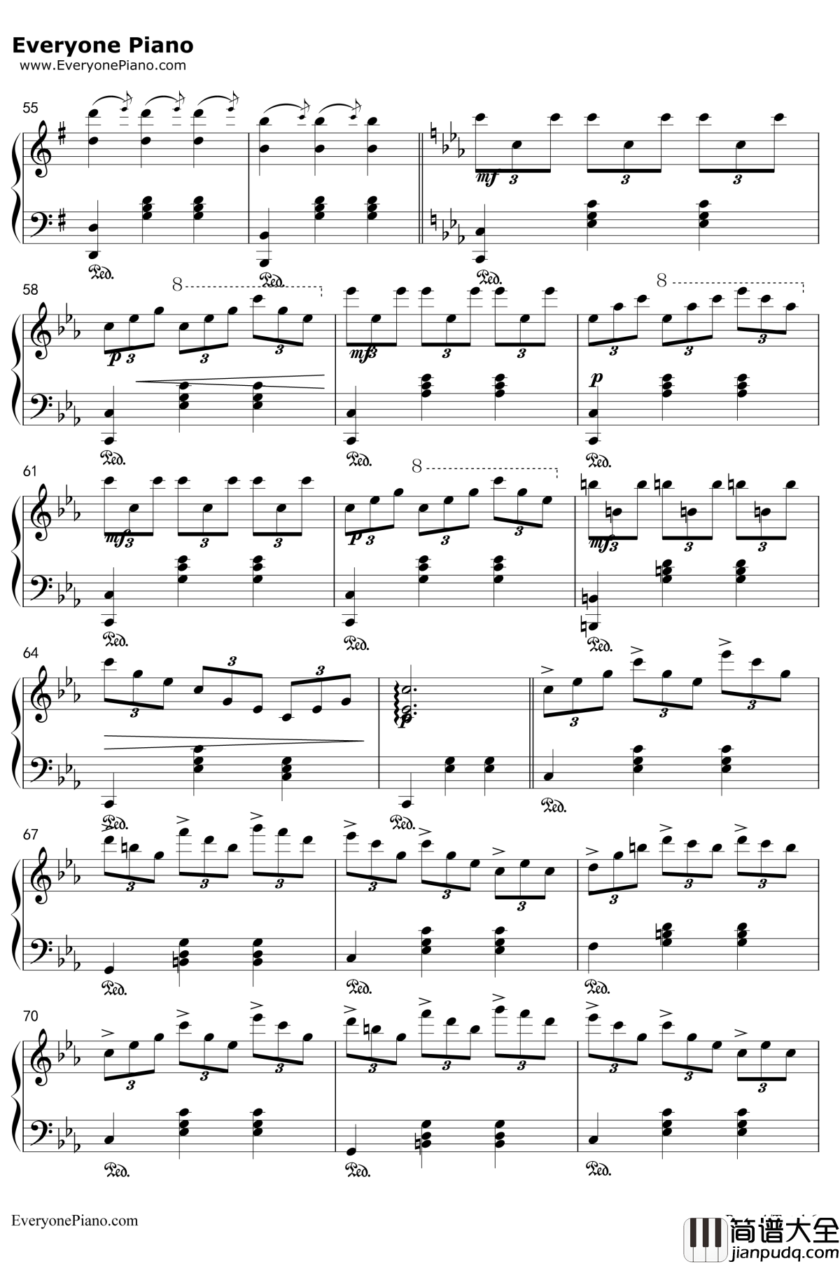 钟楼上的华尔兹钢琴谱