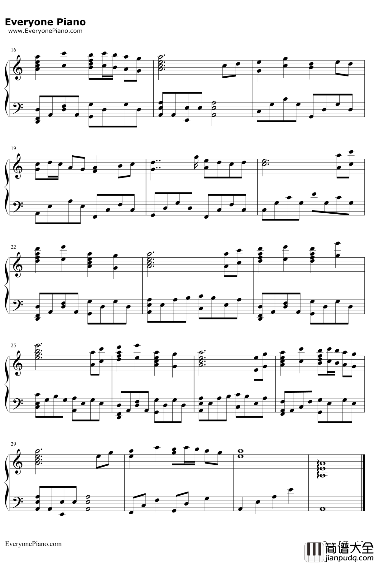 万里の长城钢琴谱_太田美知彦