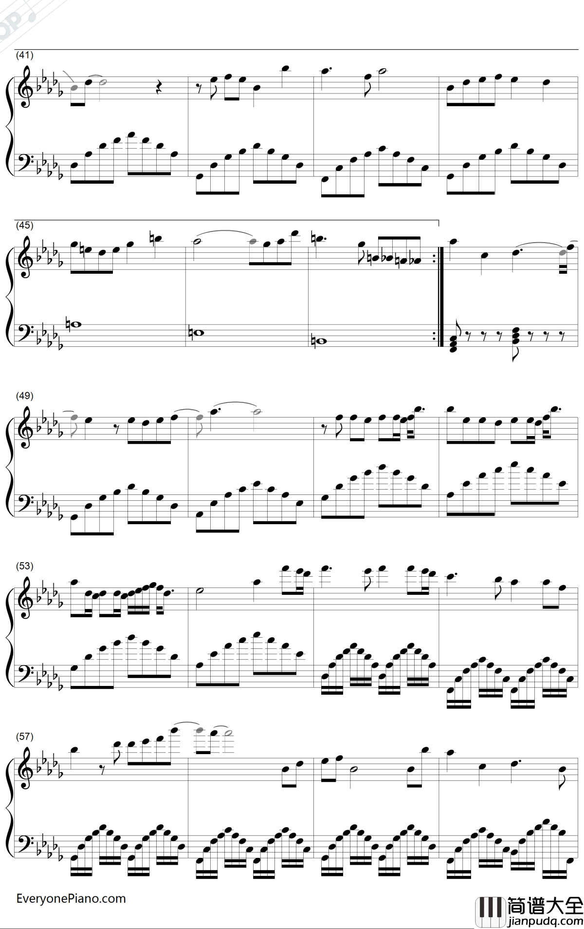 如歌钢琴谱_张杰