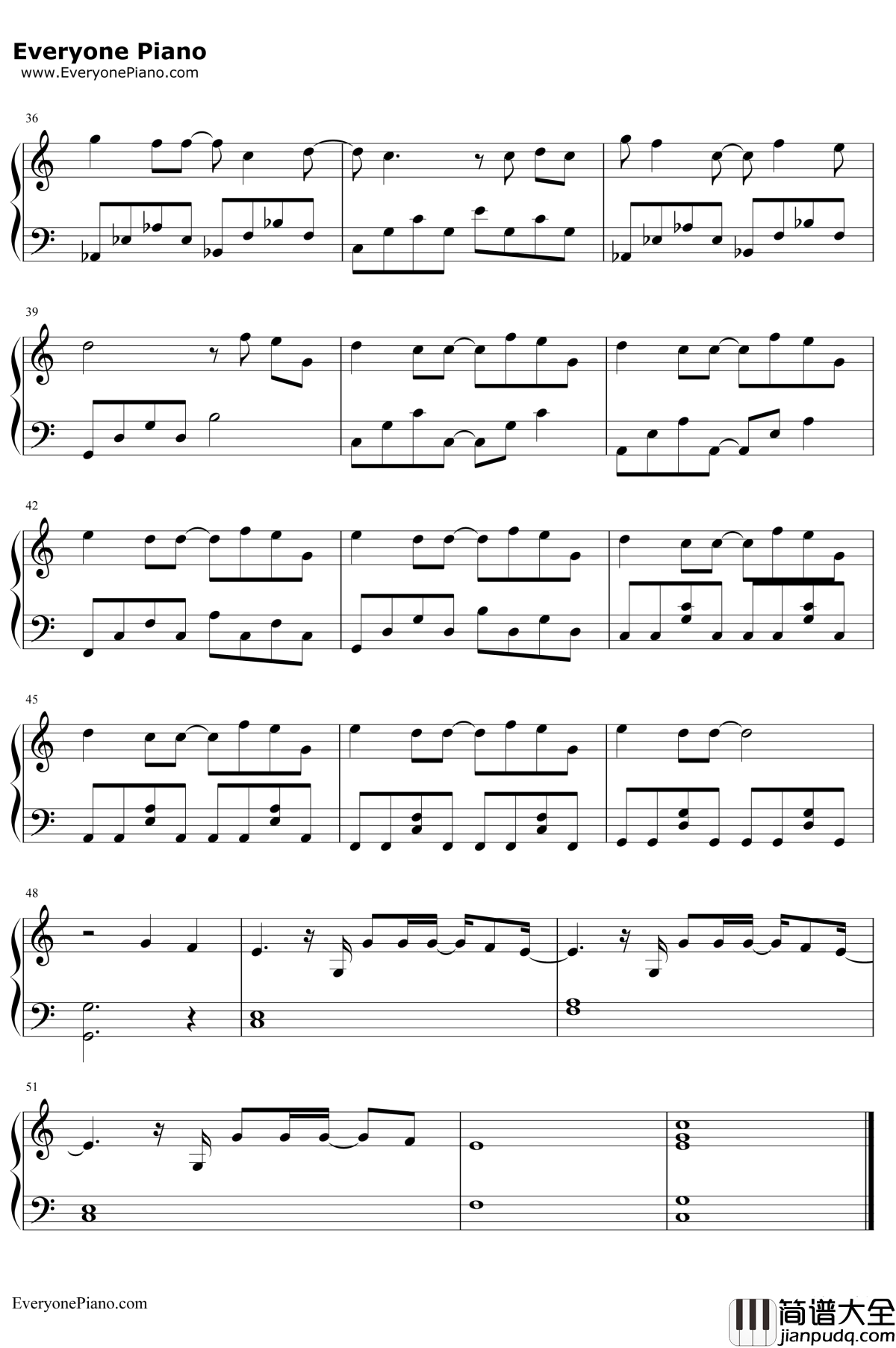 和你在一起钢琴谱_汪苏泷