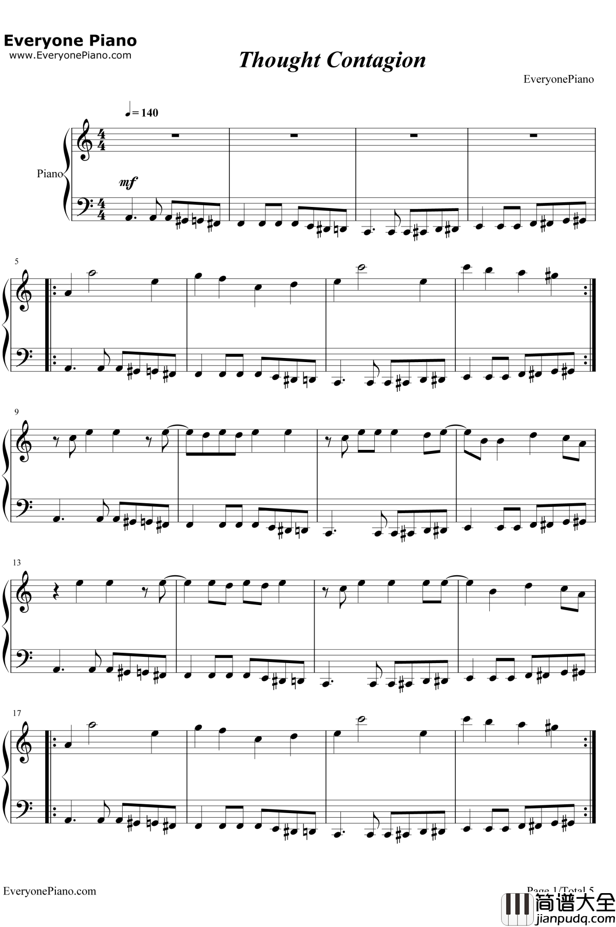 Thought_Contagion钢琴谱_Muse