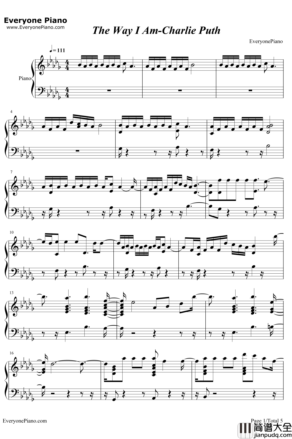 The_Way_I_Am钢琴谱_Charlie_Puth