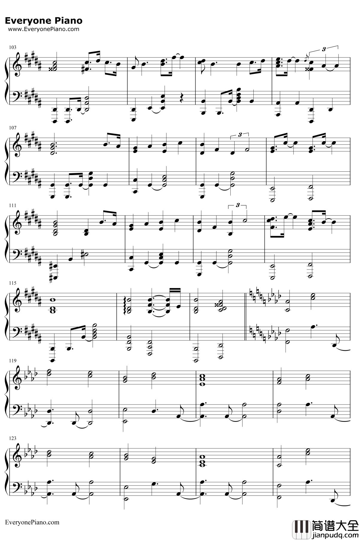 Lemon钢琴谱_米津玄师_Unnatural主题曲