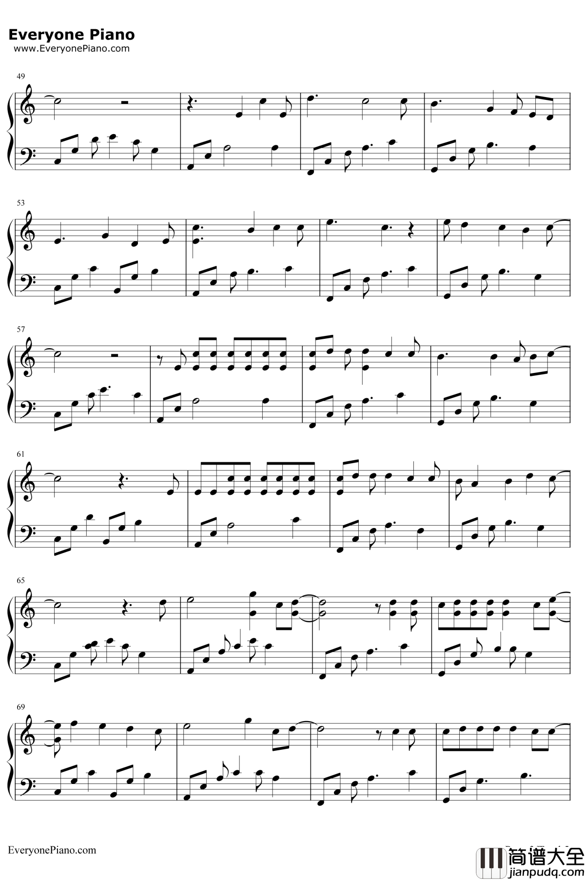 为了你钢琴谱_EXO_步步惊心丽OST