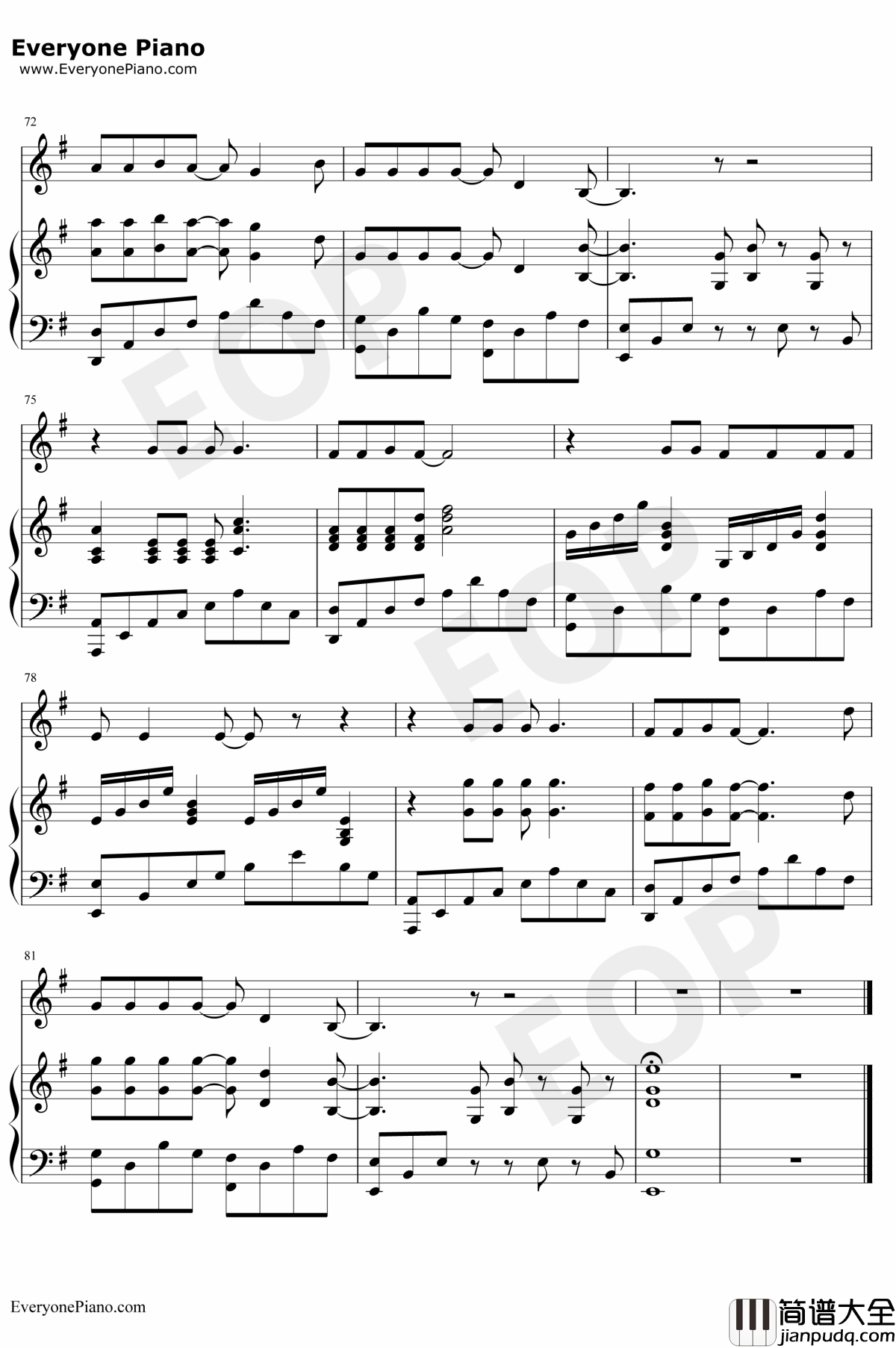 Shallow钢琴谱_LadyGagaBradleyCooper_一个明星的诞生OST