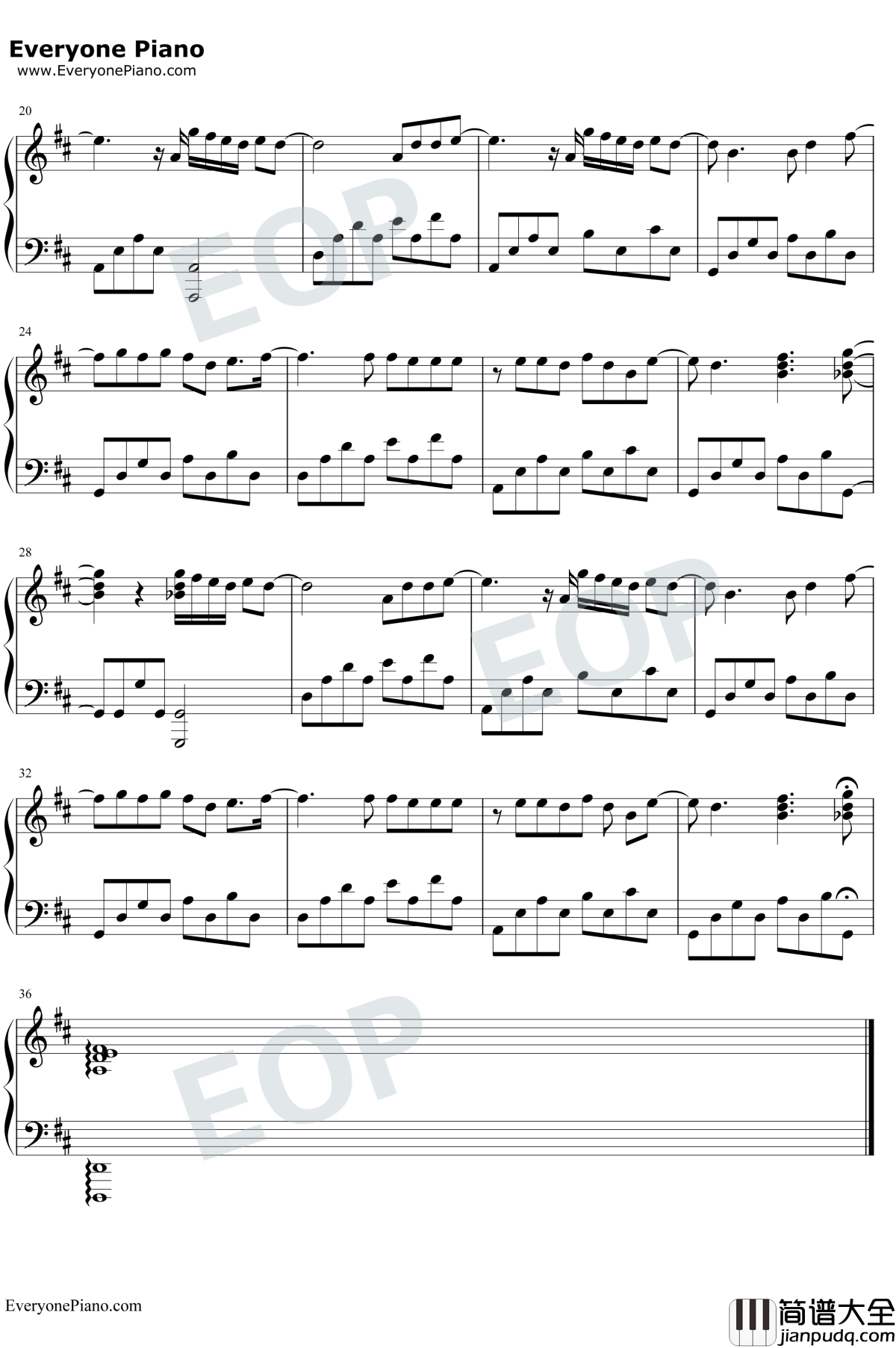 不爱我就拉倒钢琴谱_周杰伦_简单版